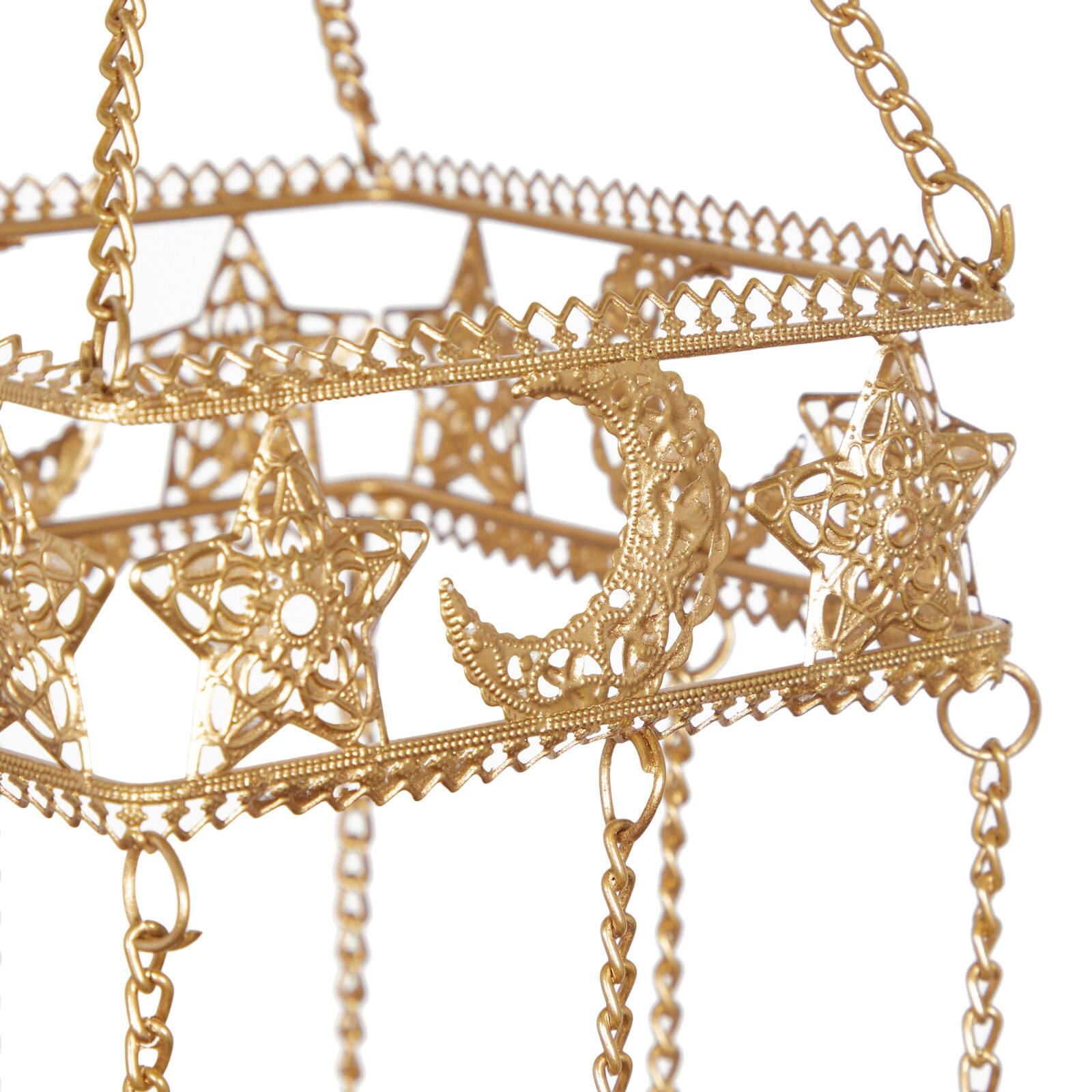 32" Gold Metal Traditional Sun & Stars Wind Chime