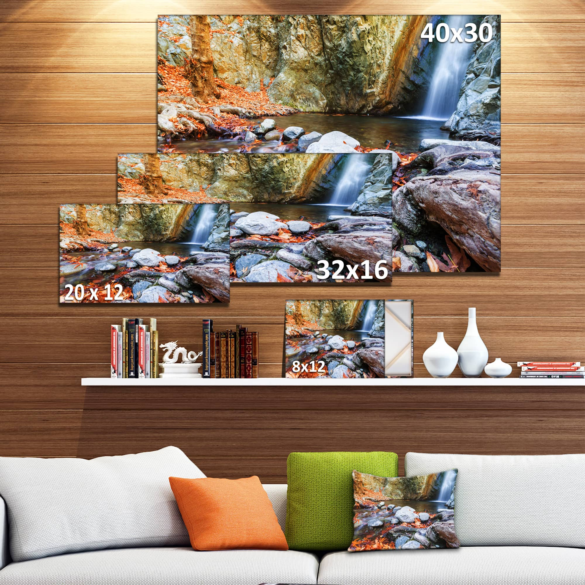 Designart - Beautiful Serenity Waterfall in Cyprus - Landscape Wall Art on Canvas