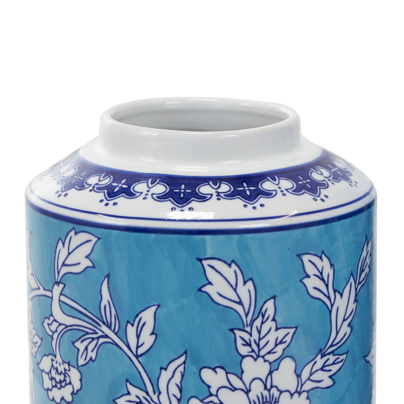 Blue Ceramic Decorative Jar Set with White Floral Patterns | Michaels