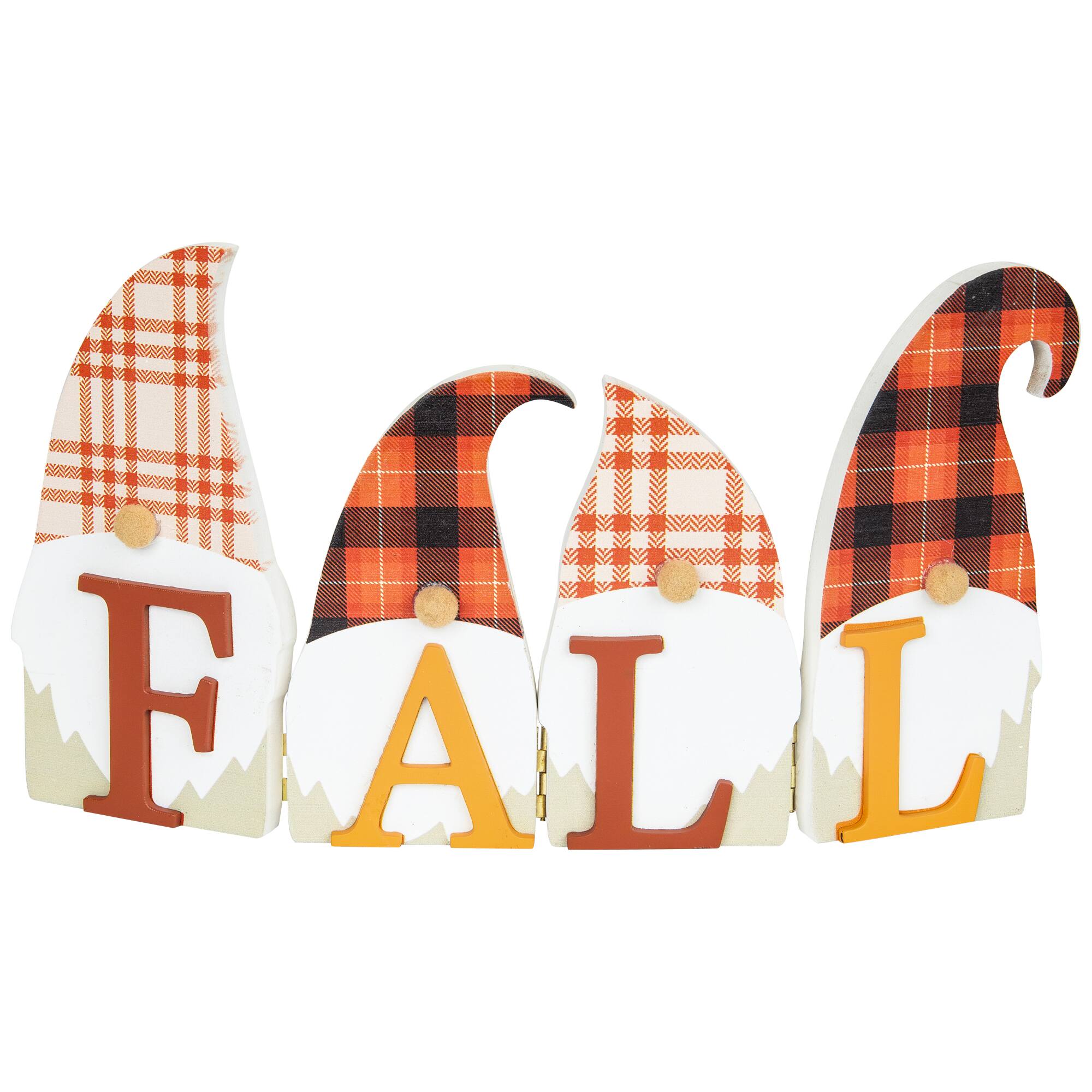 Plaid Gnomes Fall Harvest Wooden Sign - 10"