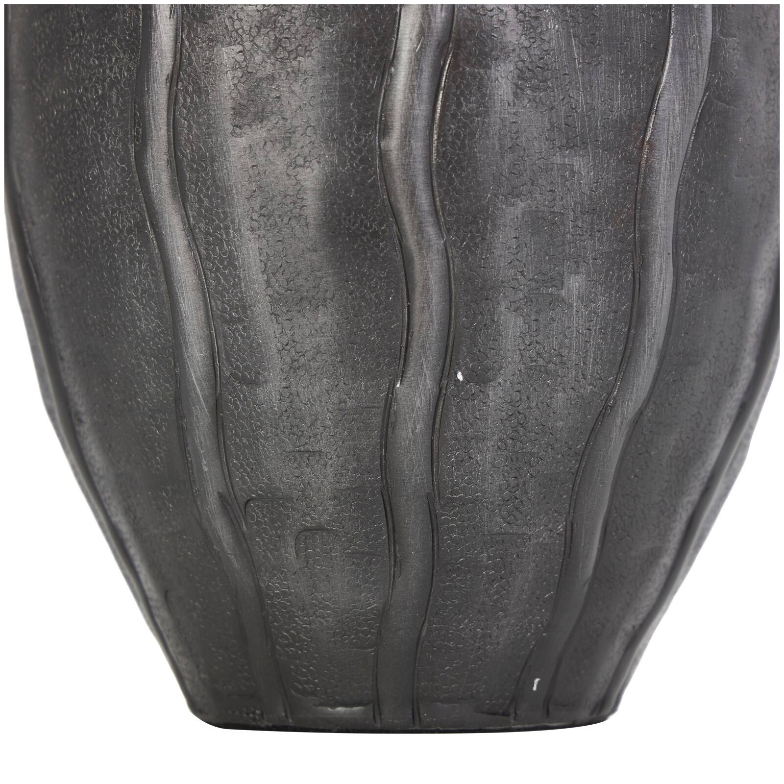 13&#x22; Black Metal Snakeskin Inspired Vase with Dimensional Wavy Accents