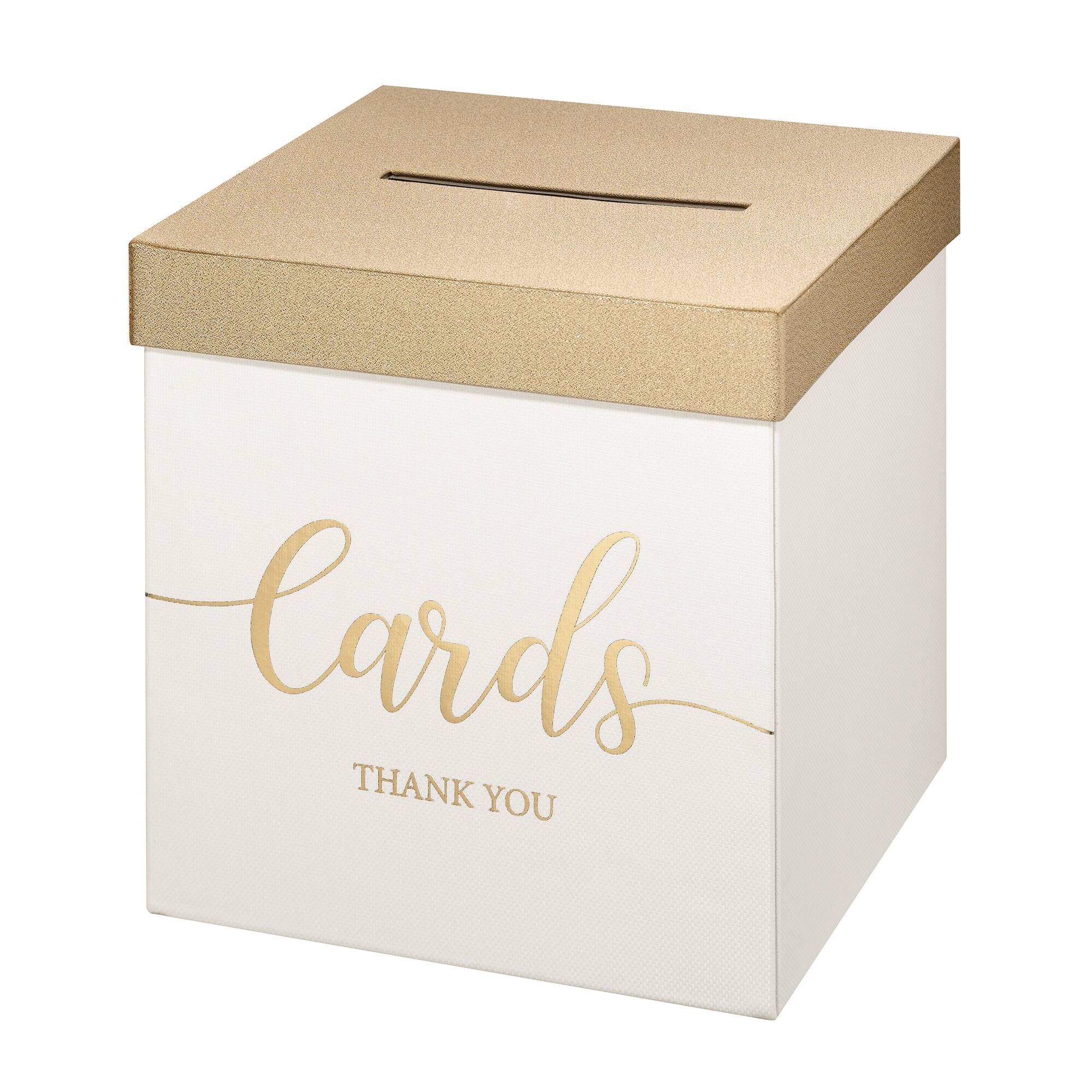 Wedding Card Box with Rose Gold Writing 