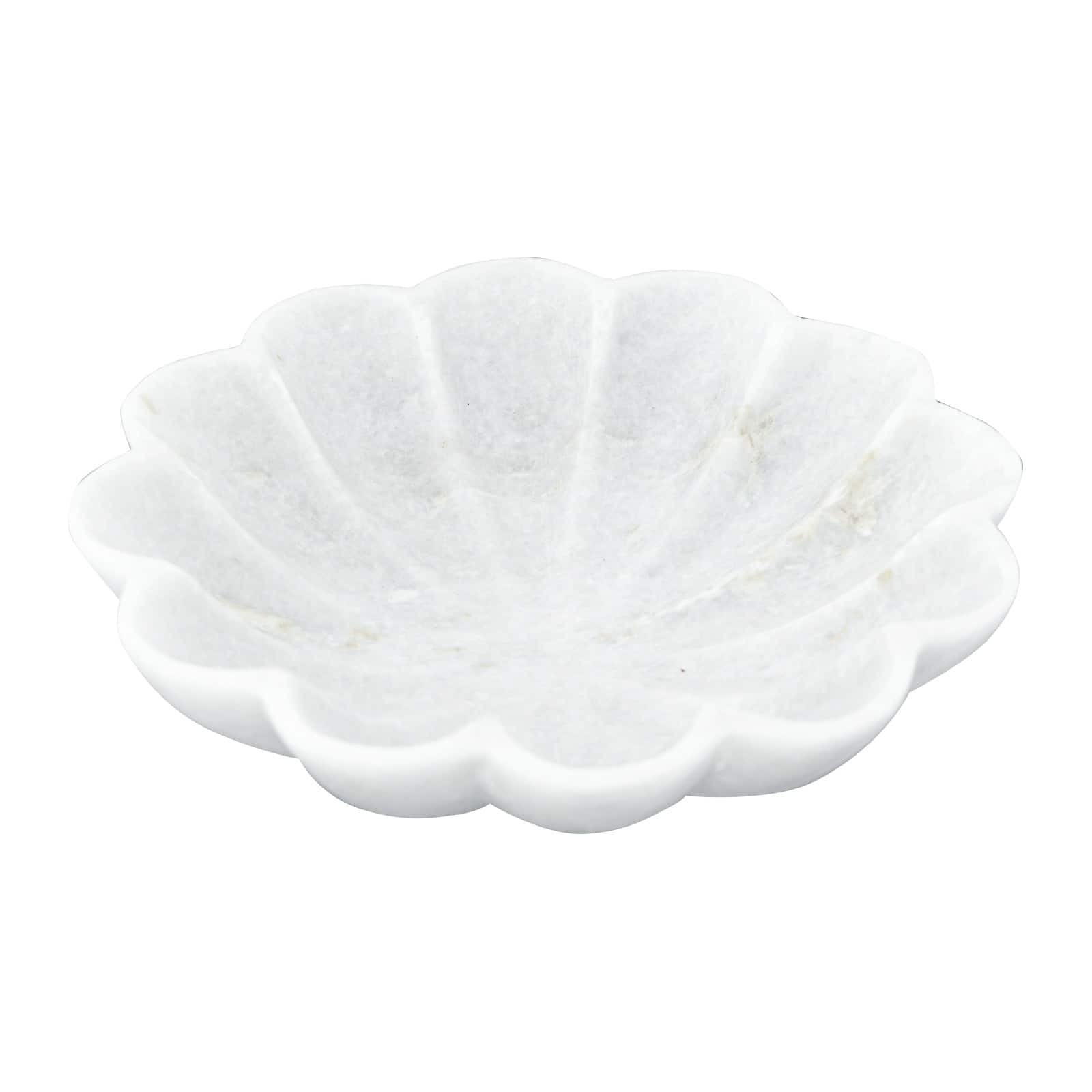 6&#x22; Carved Marble Flower Shape Dish