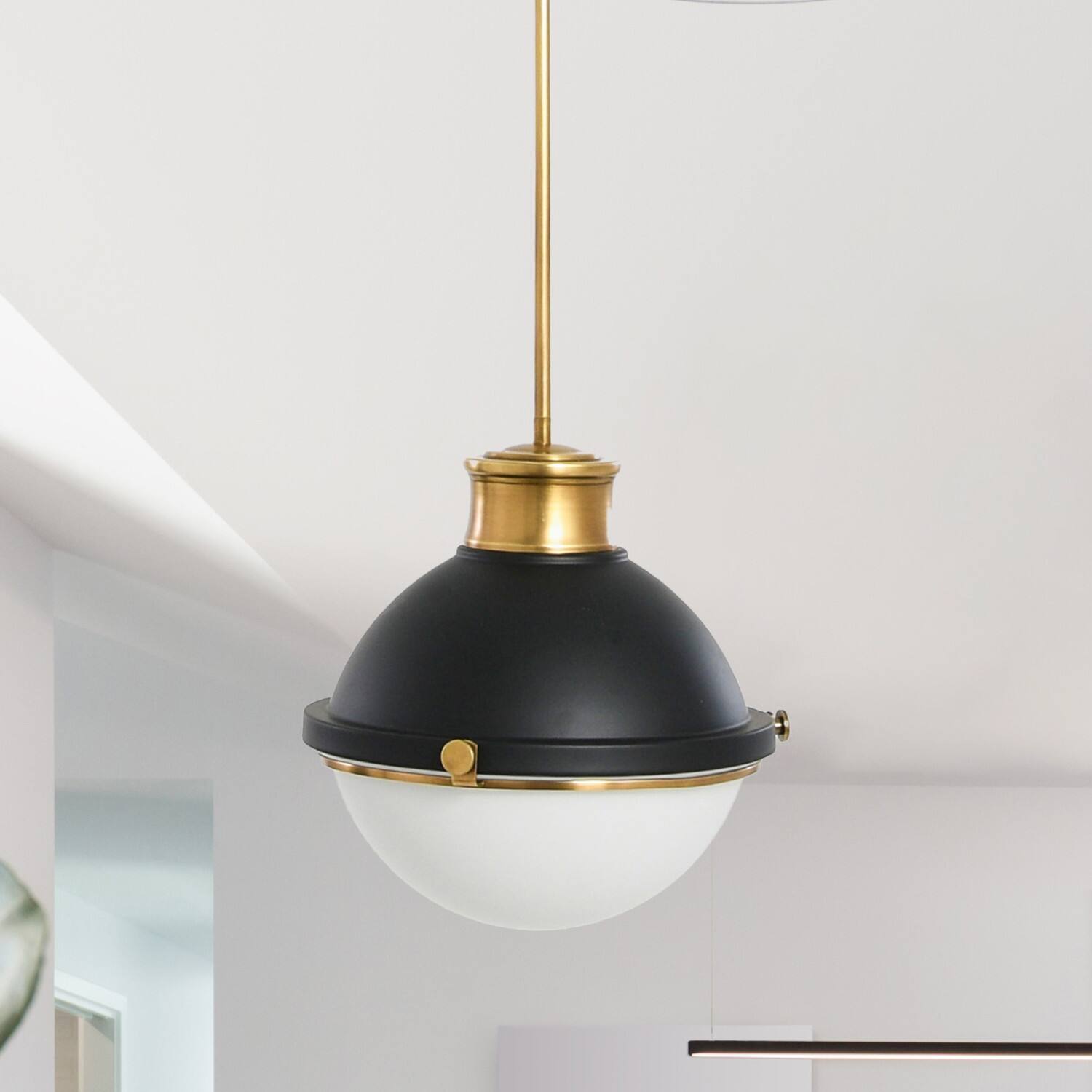 Hello Honey&#xAE; Robert Stevenson Lighting Cameron Two-Tone Metal &#x26; Frosted Glass Ceiling Light