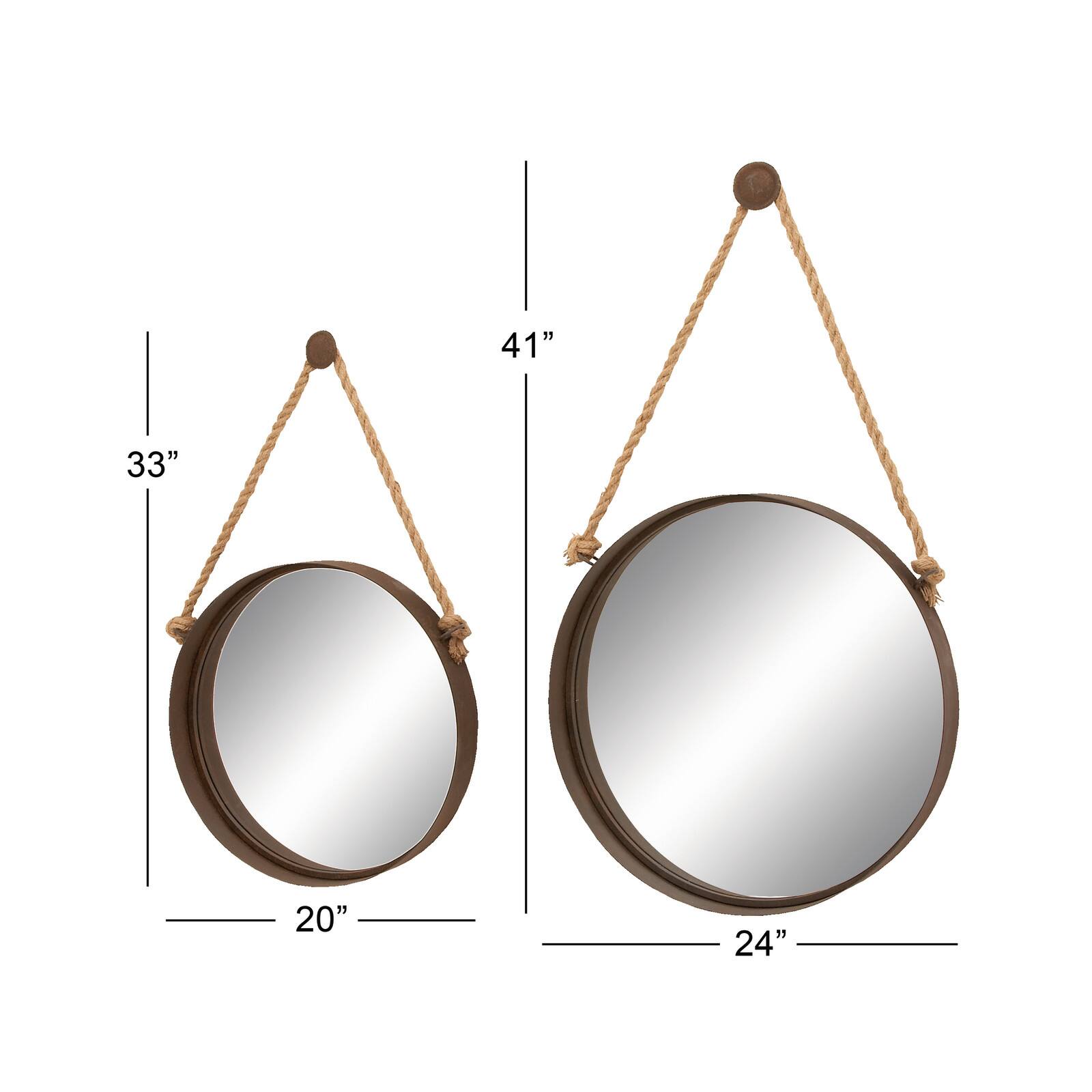 Brown Metal Industrial Hanging Wall Mirrors, 2ct.