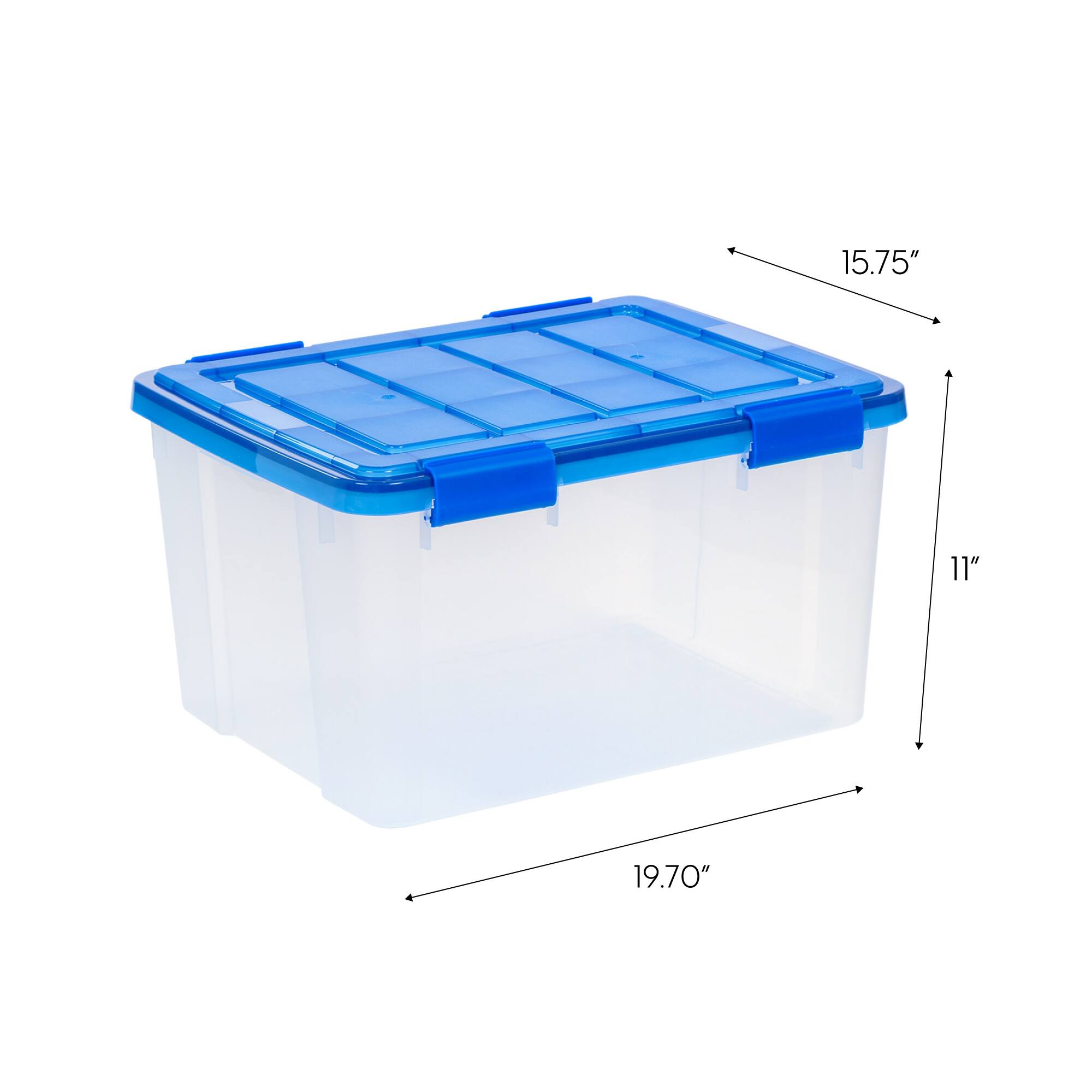 IRIS&#xAE; WeatherPro&#x2122; 44qt. Clear Heavy Duty Plastic Storage Bins with Blue Lids, 4ct.