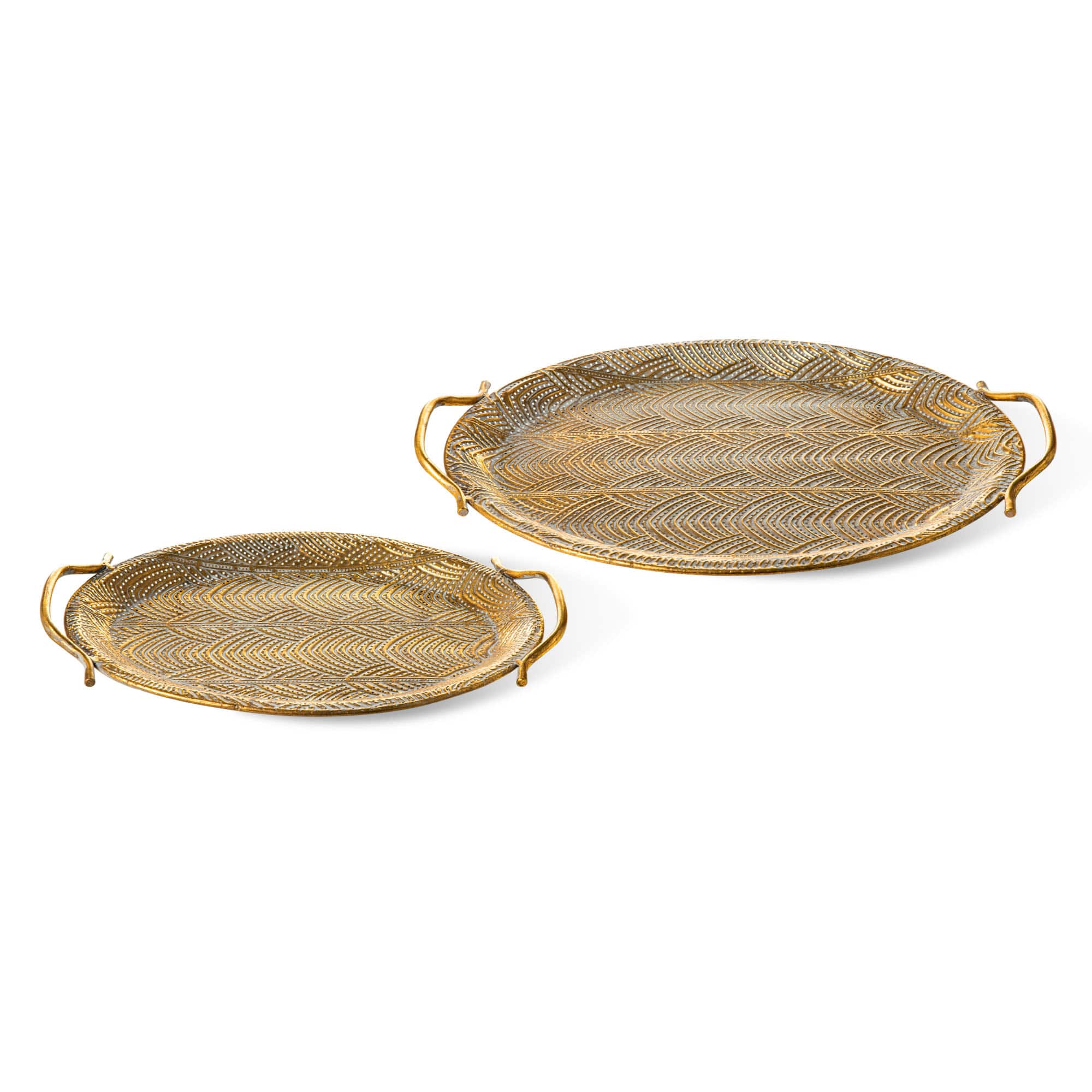 Glitzhome&#xAE; Gold Oval Metal Decorative Trays Set