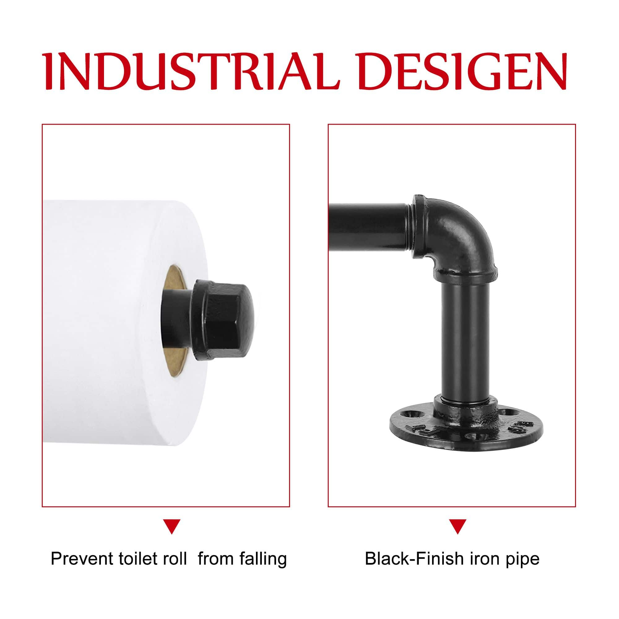 NEX&#x2122; 6.5&#x22; Black Iron Rustic Toilet Paper Roll Holders, 2ct.