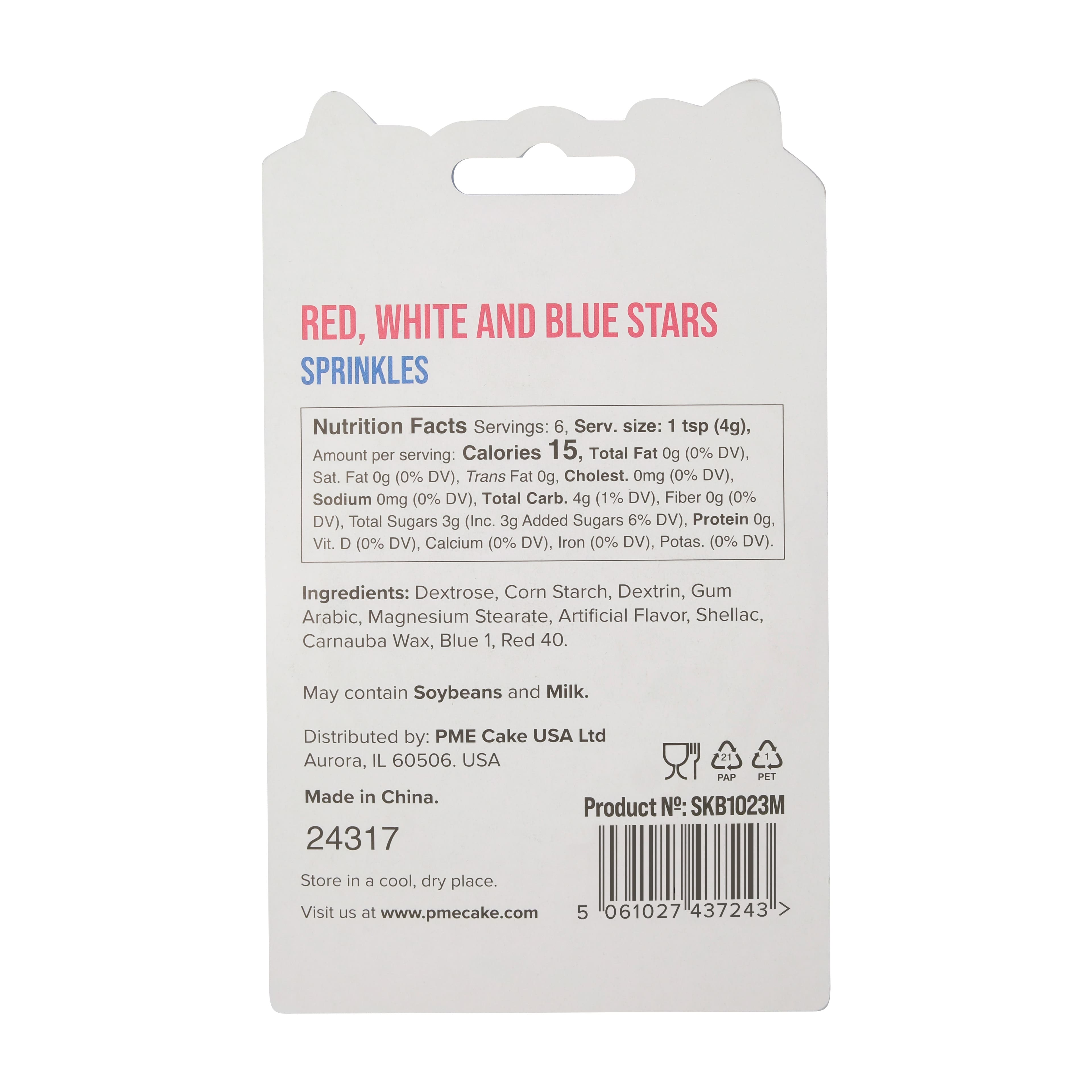 PME Cake Sweet Street&#xAE; Red, White &#x26; Blue Stars Sprinkles