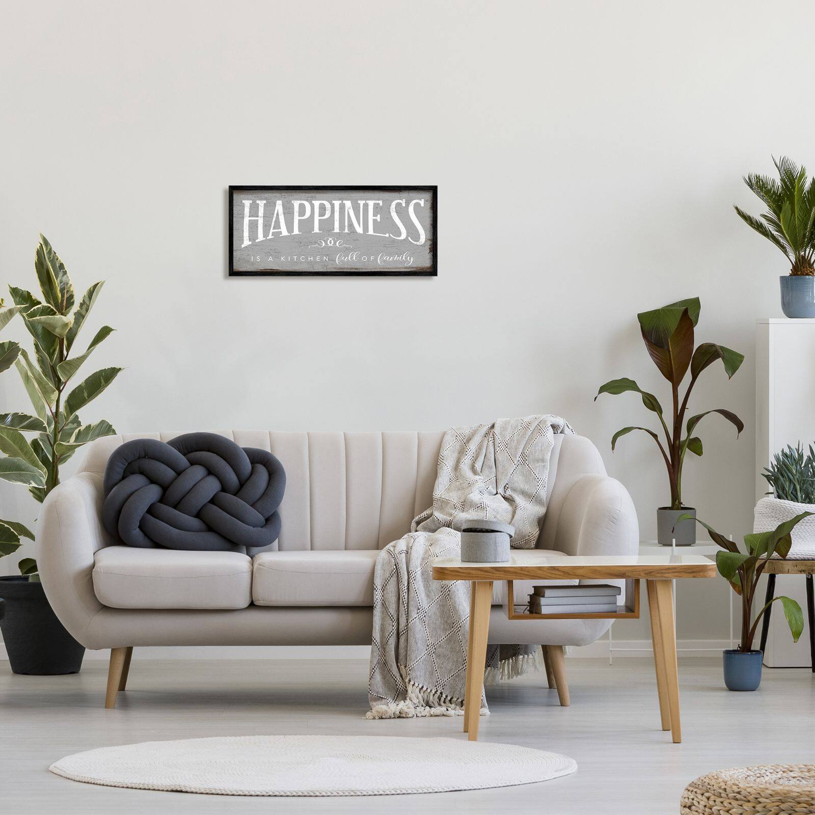 Stupell Industries Happiness is A Full Kitchen Phrase Distressed Paint Framed Wall Art