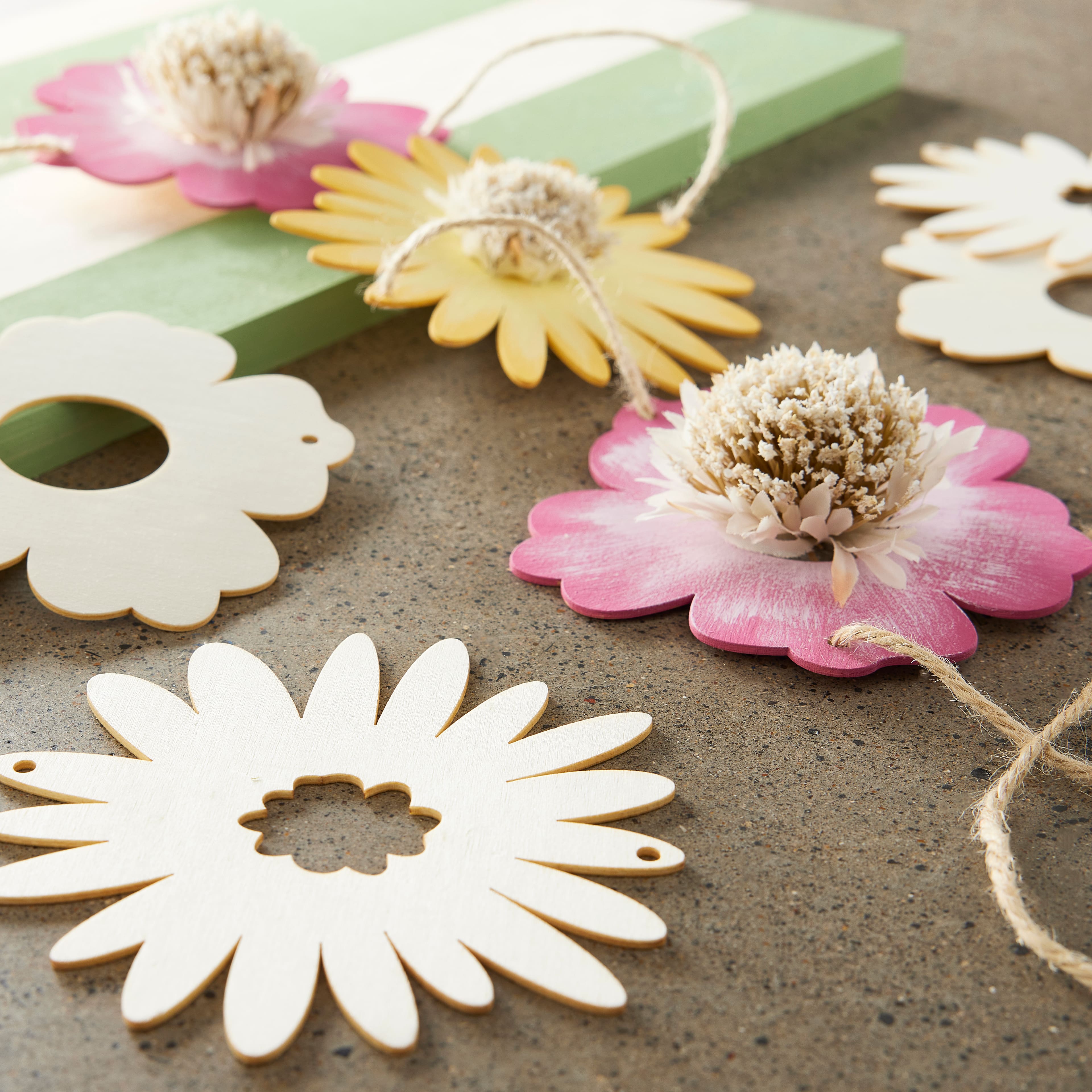 24 Pack: DIY Wood Flower Banner Kit by Make Market&#xAE;