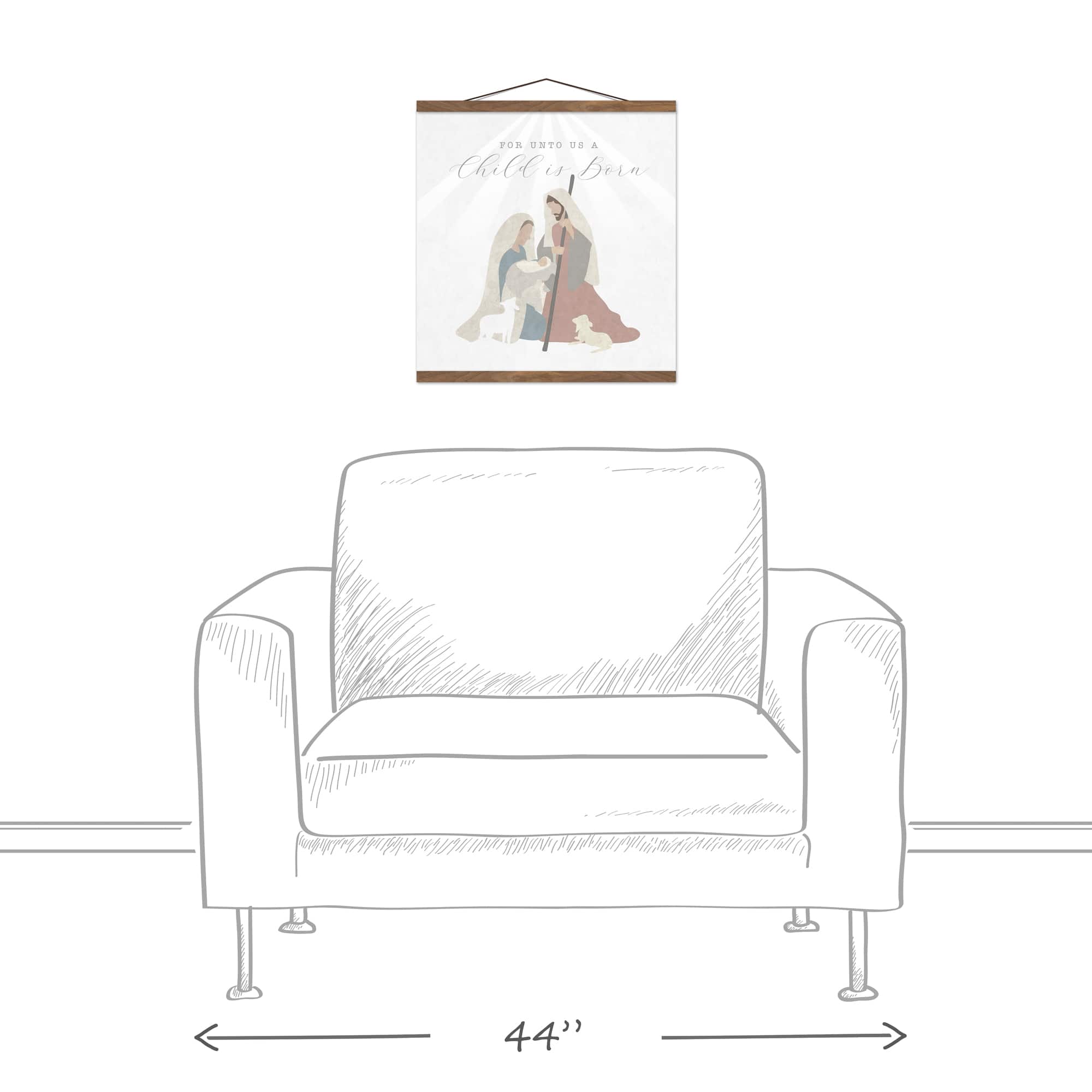Nativity Child 16x16 Teak Hanging Canvas