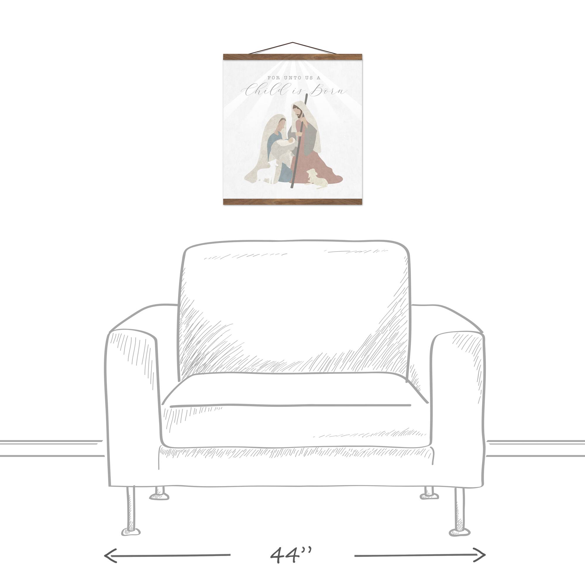 Nativity Child 16x16 Teak Hanging Canvas