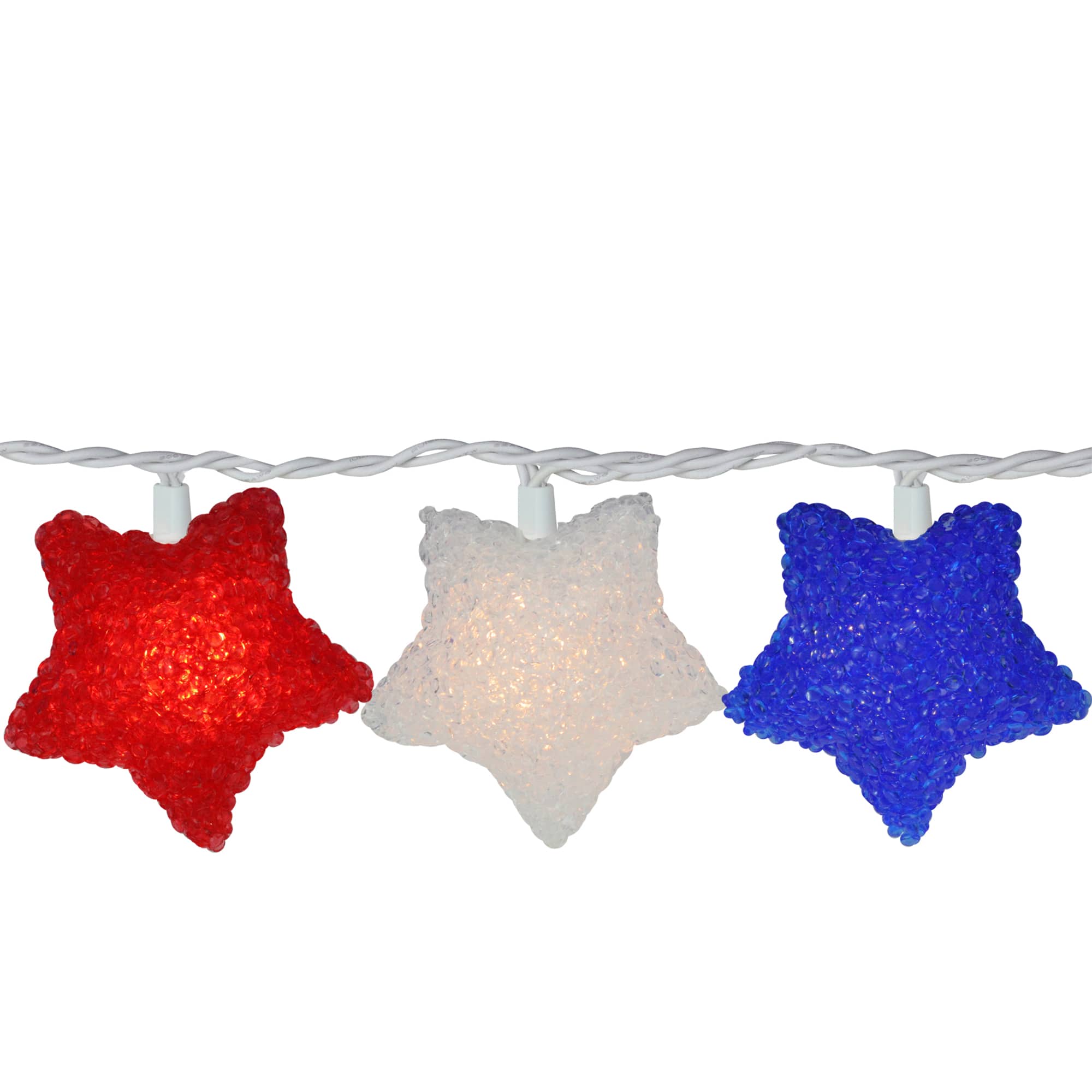 10ct. Red, White & Blue Fourth of July Star String Lights
