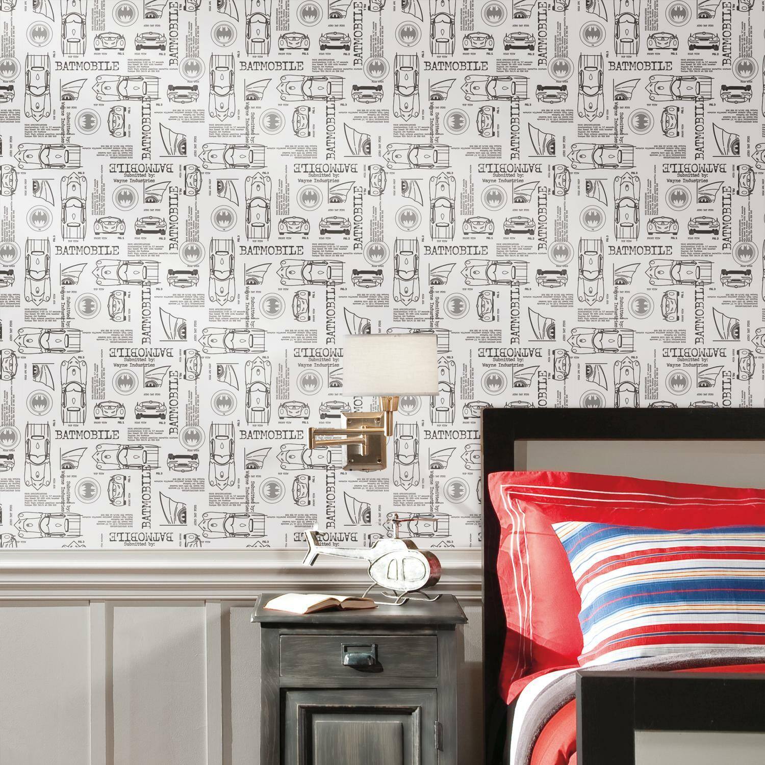 RoomMates Batmobile Blueprint Peel & Stick Wallpaper