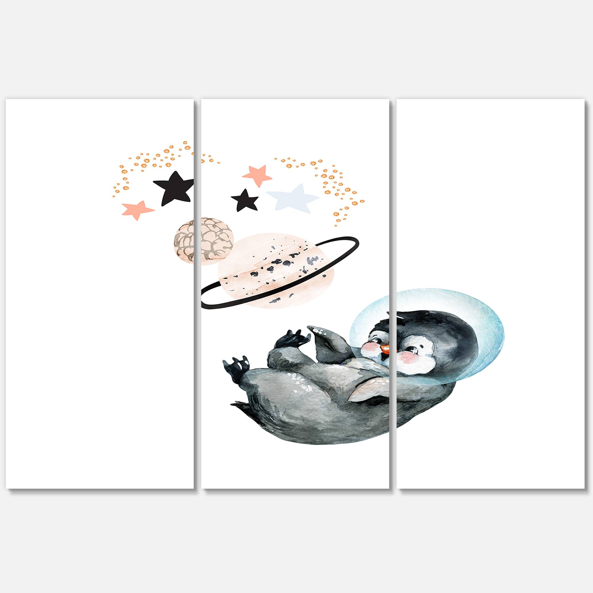 Designart - Little Penguin With Stars and Planets I