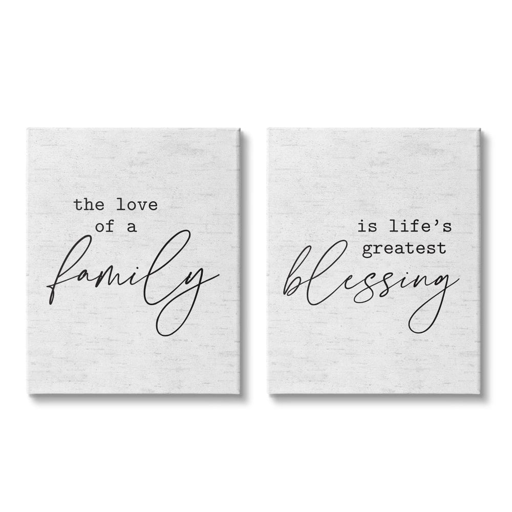 Stupell Industries Love of Family is Life&#x27;s Greatest Blessing Minimal Quote Canvas Wall Art