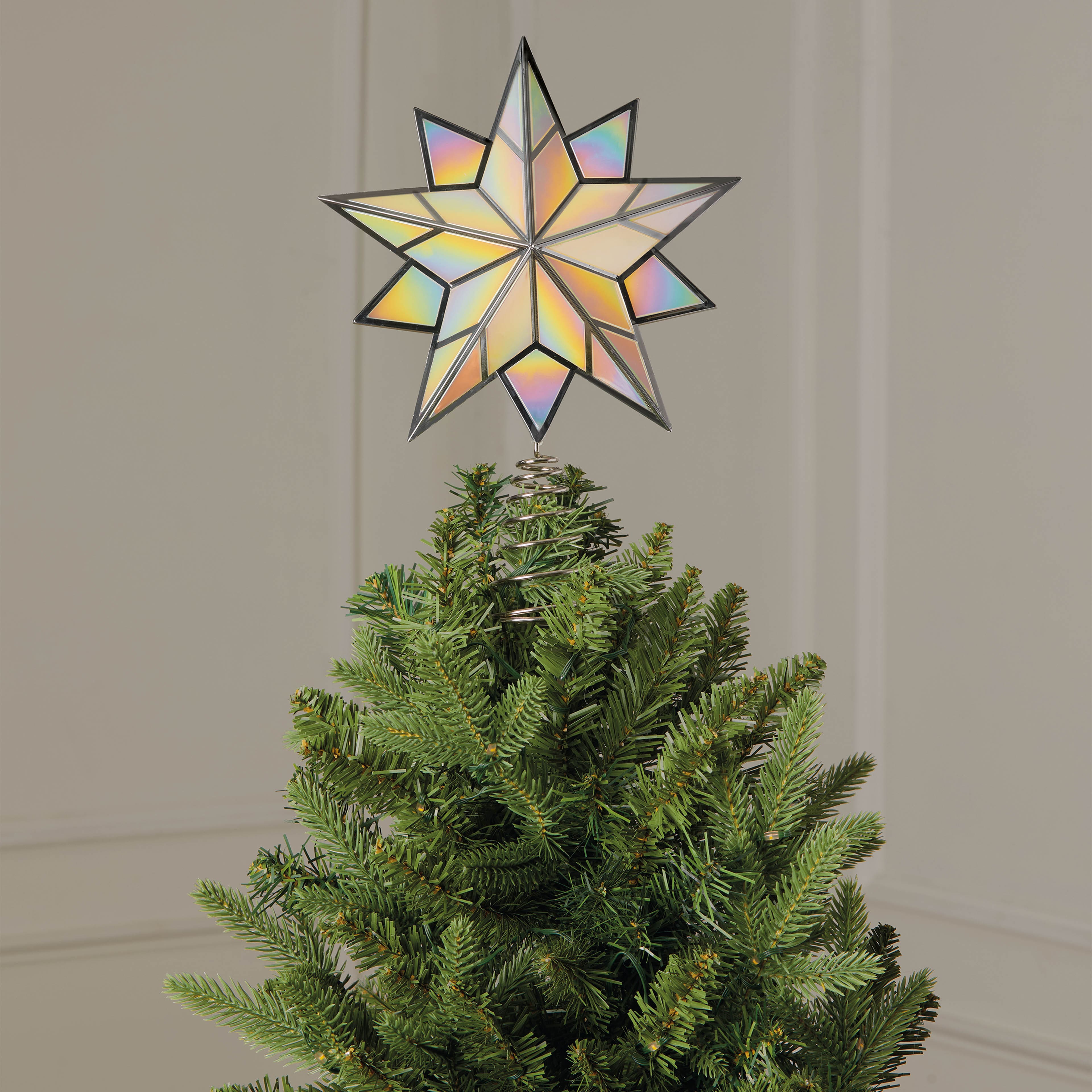 11.5&#x22; White Iridescent Star LED Tree Topper by Ashland&#xAE;