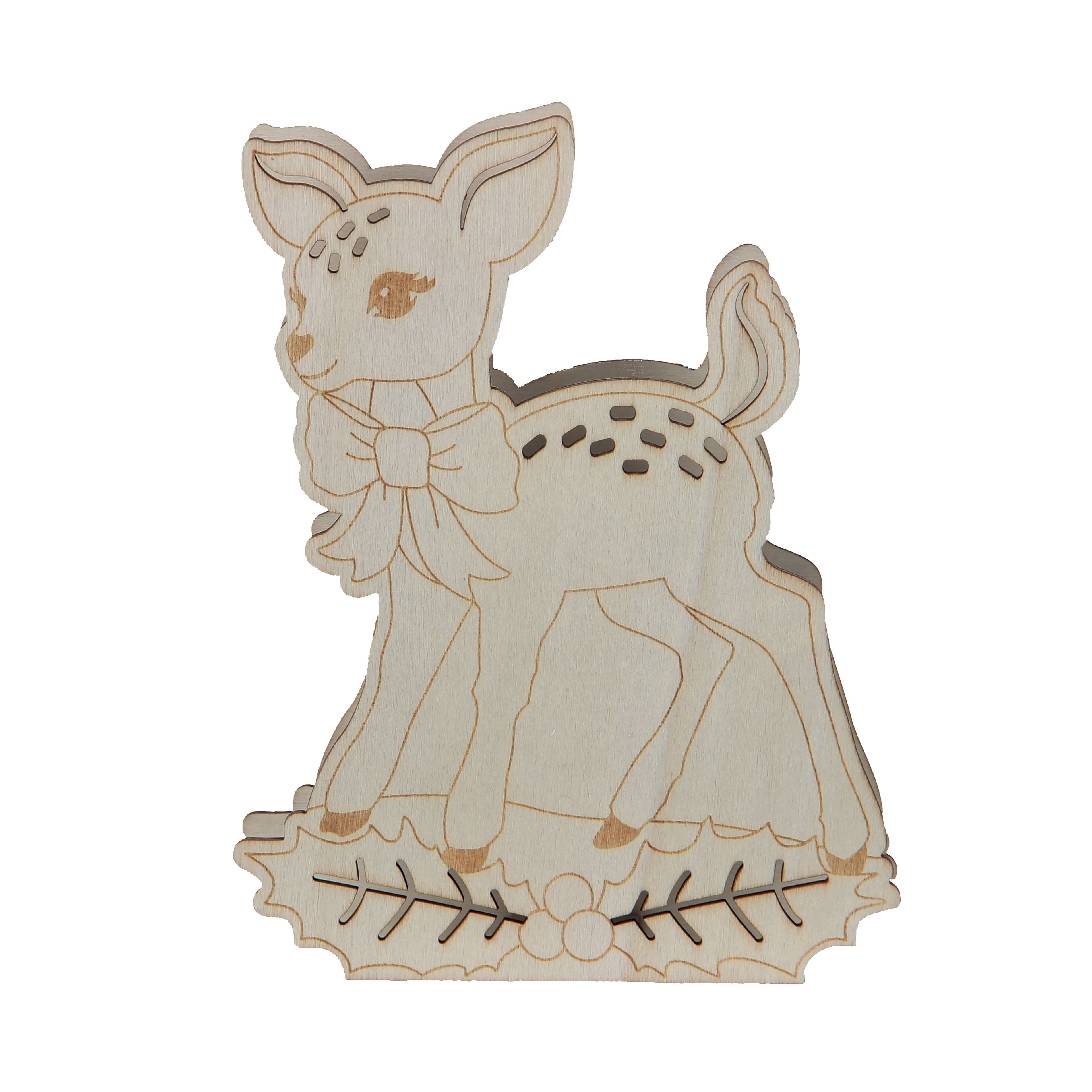 6.5&#x22; DIY Deer LED Wood D&#xE9;cor by Make Market&#xAE;