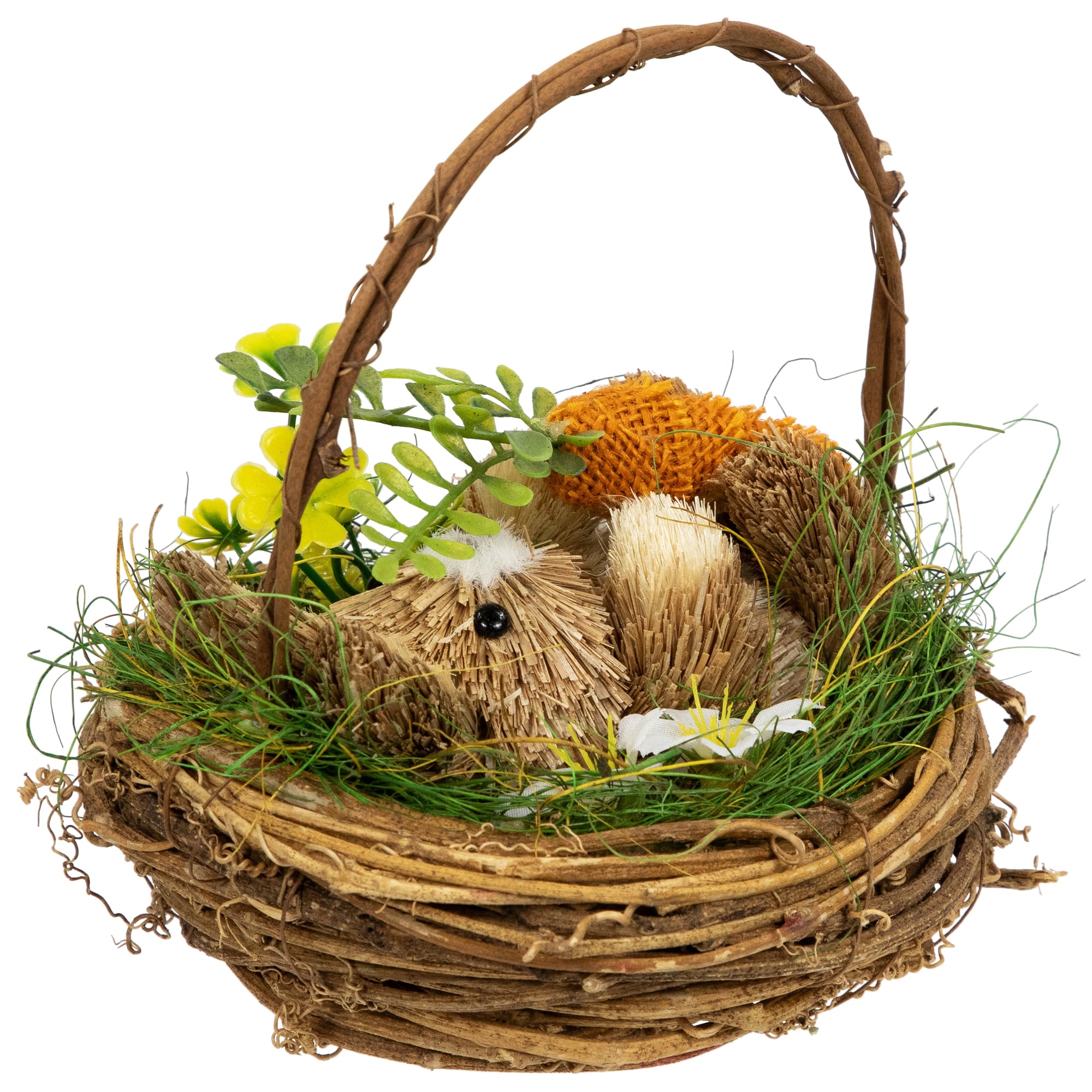 6.5" Bunny in Woven Basket Easter Décor