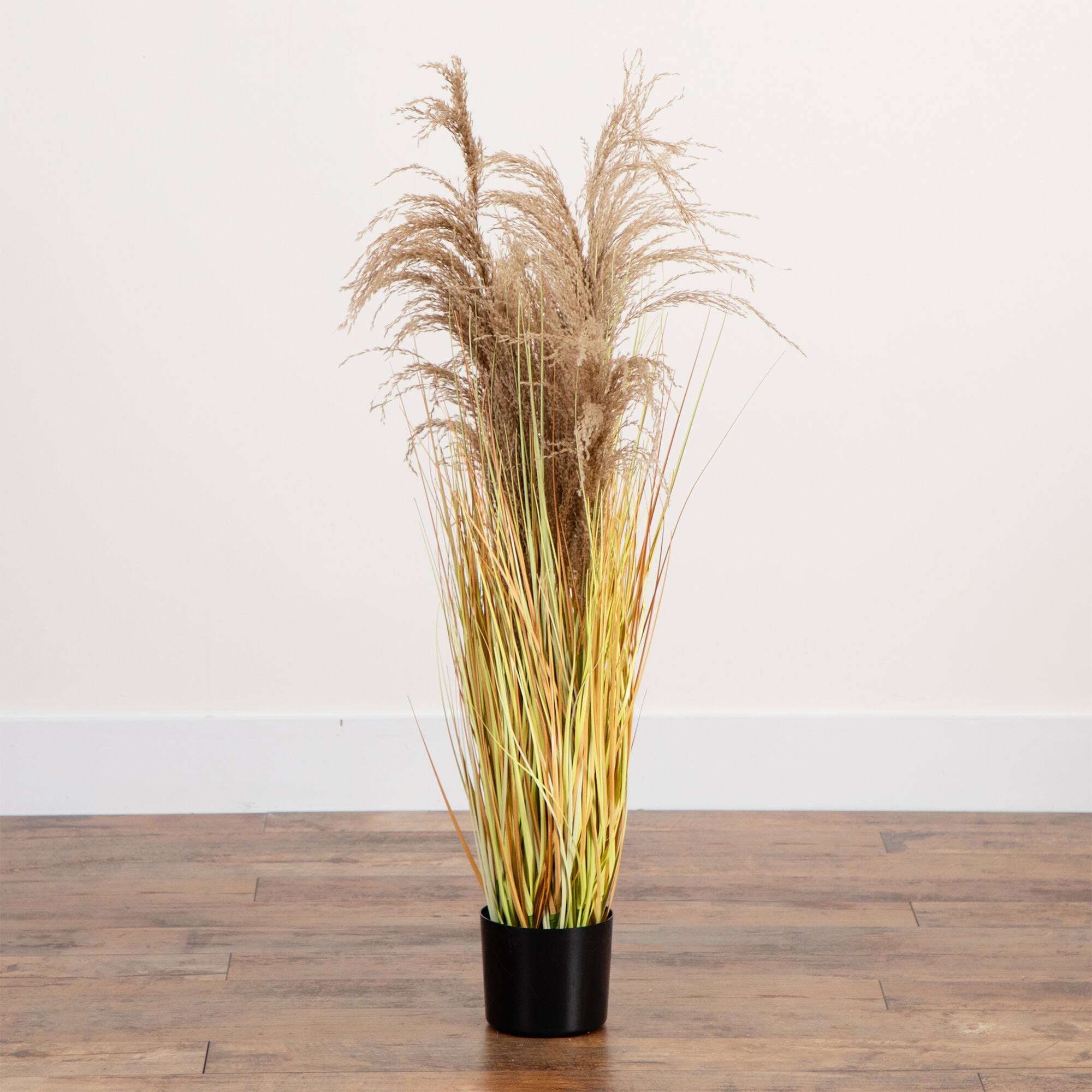 4ft. Golden Yellow, Green & Brown Potted Artificial Pampas Grass