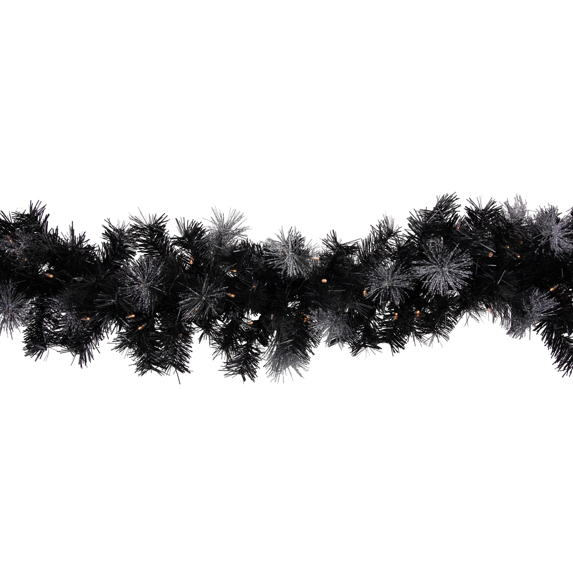 6ft. White LED Black Bristle Garland