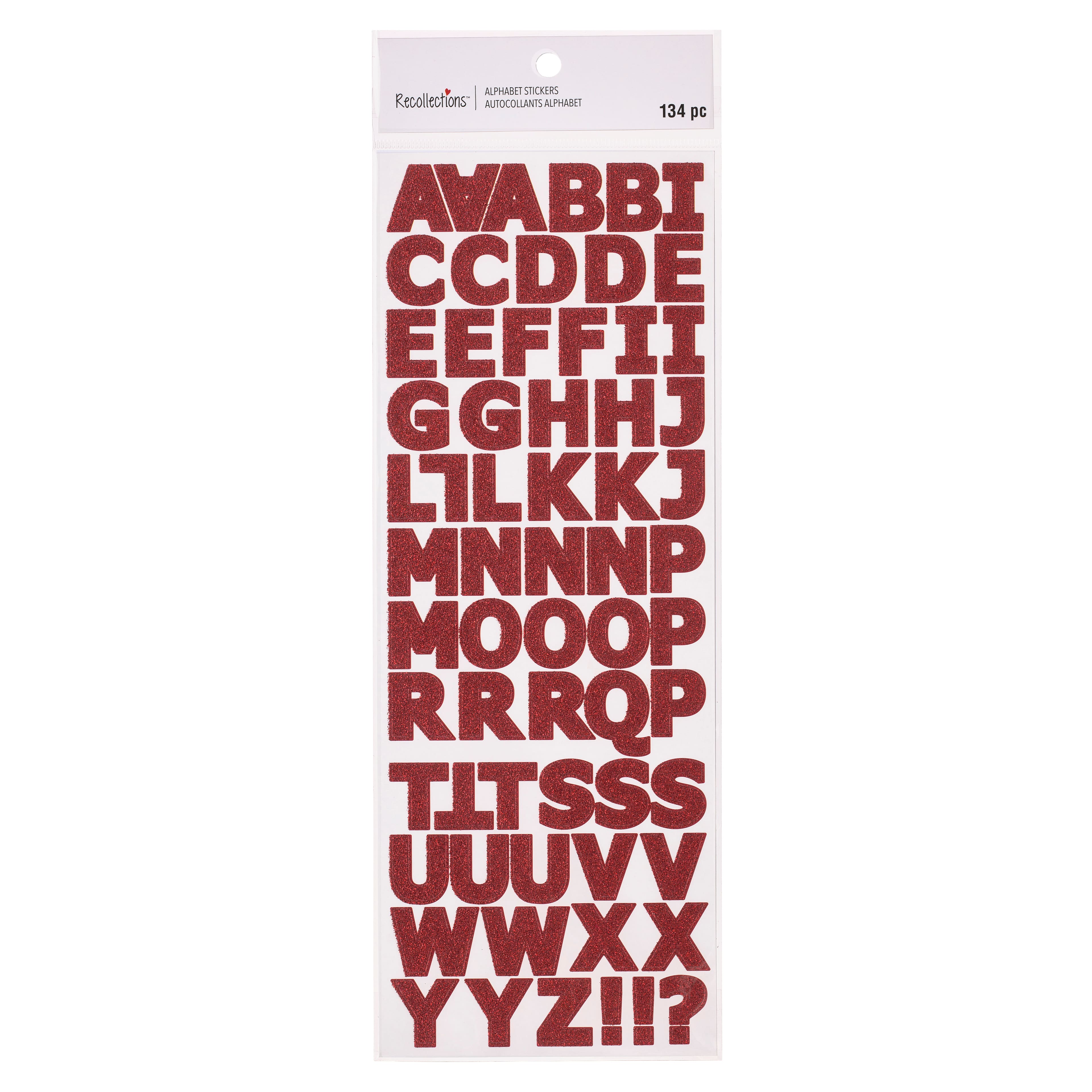 12 Packs: 2 ct. (24 total) Red Glitter Alphabet Stickers by Recollections™