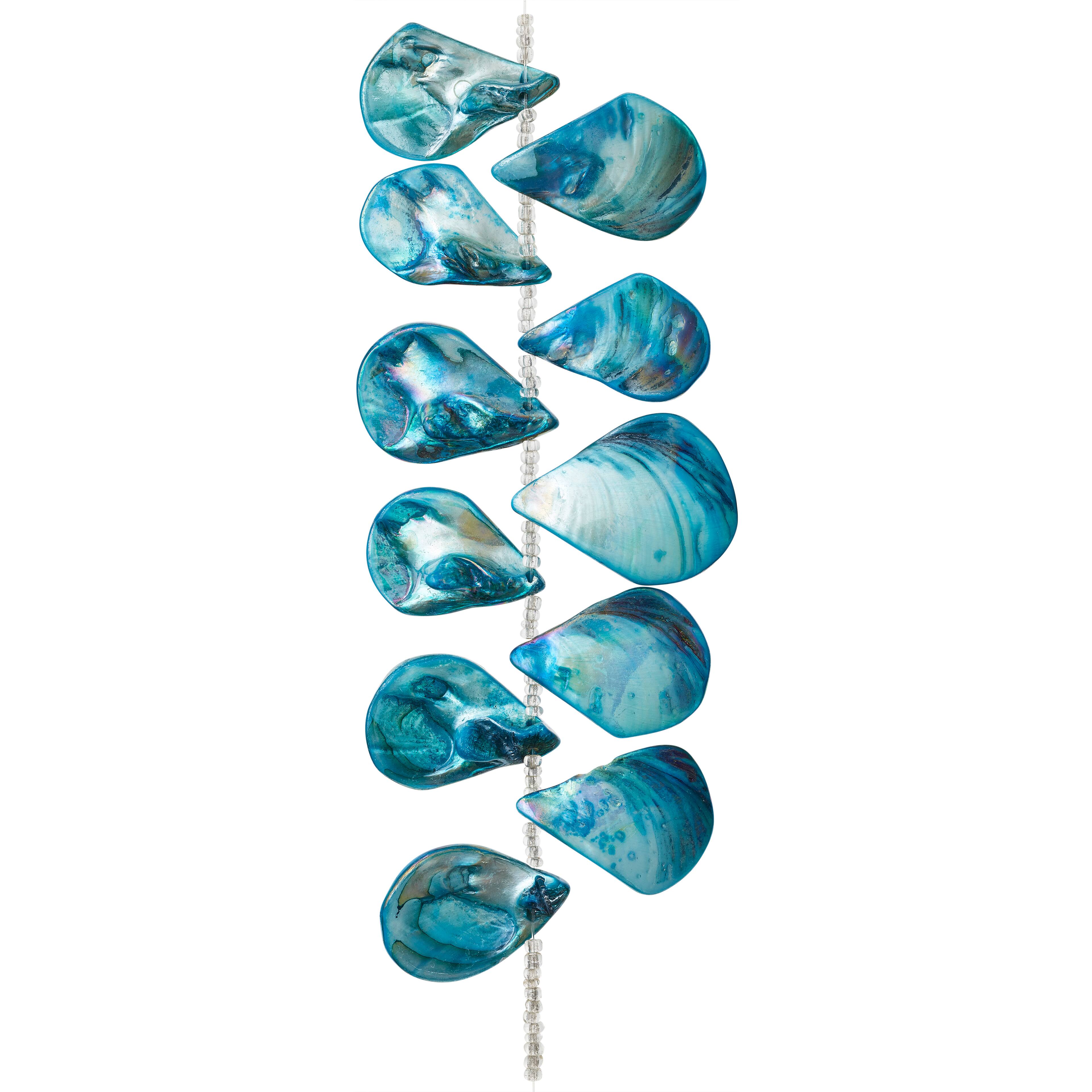 12 Pack: Teal Shell Teardrop Beads, 34mm by Bead Landing&#x2122;