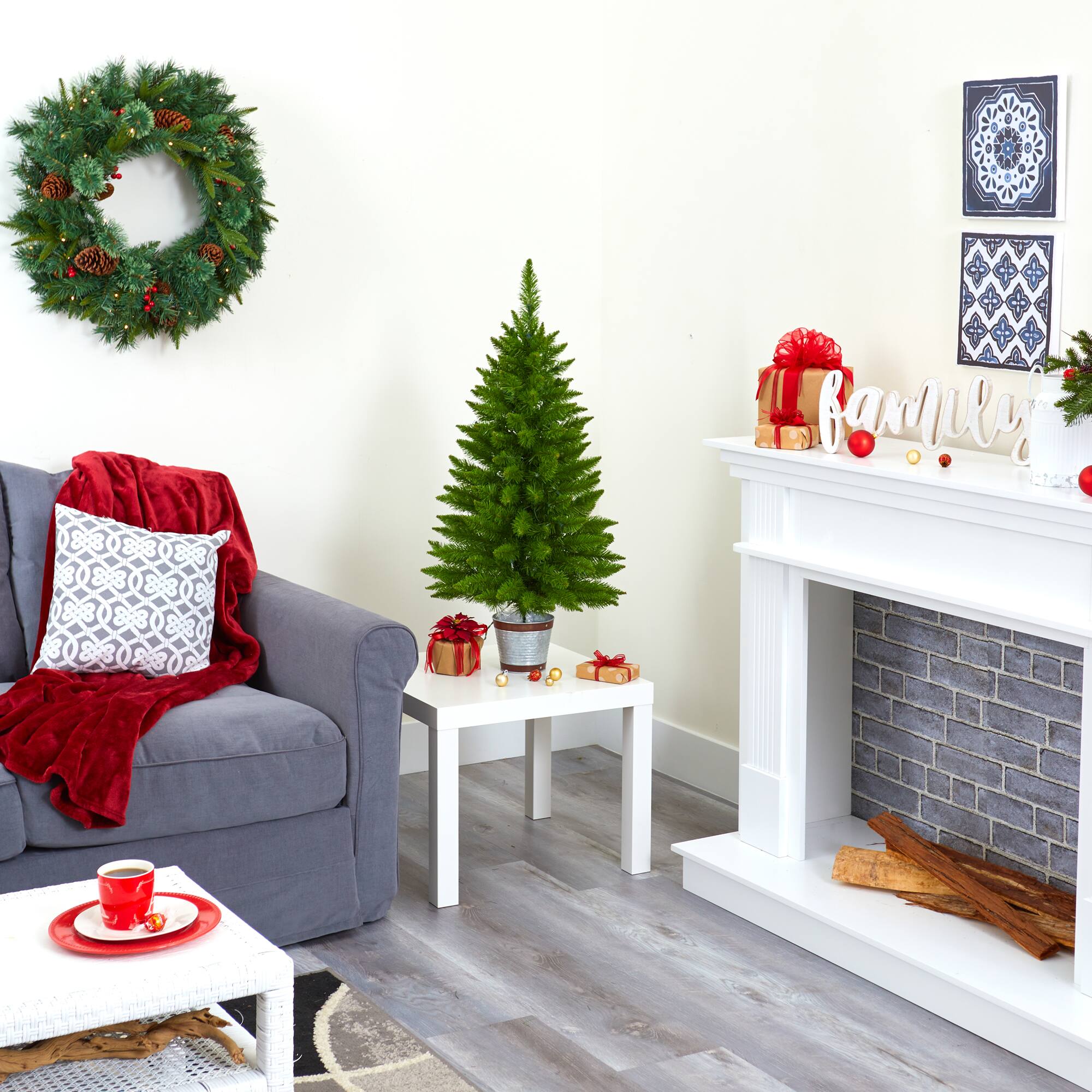 3ft. Pre-Lit Providence Pine Artificial Christmas Tree, Warm White Lights