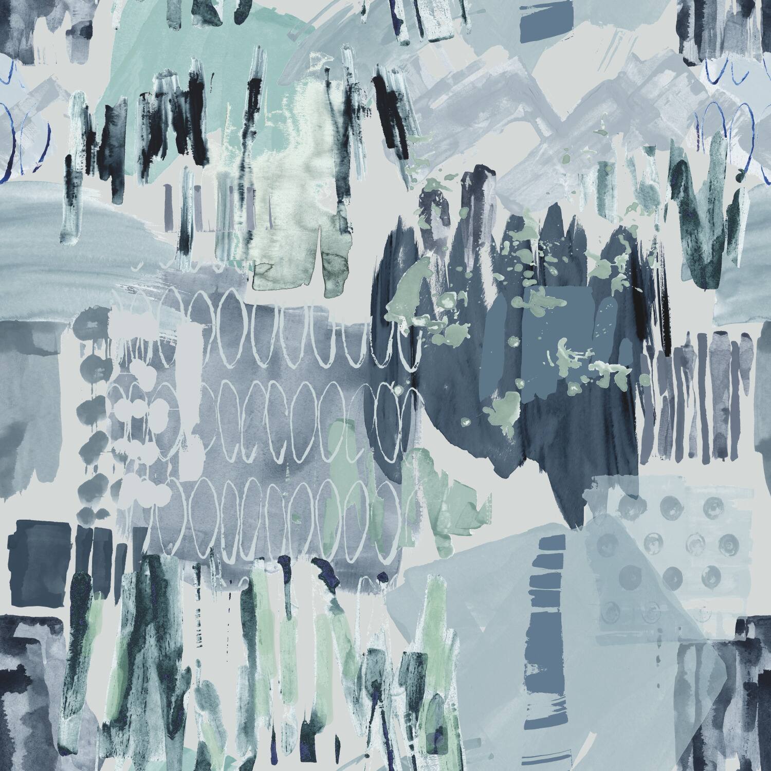 RoomMates Tamara Day Blue Abstraction Peel &#x26; Stick Wallpaper Mural