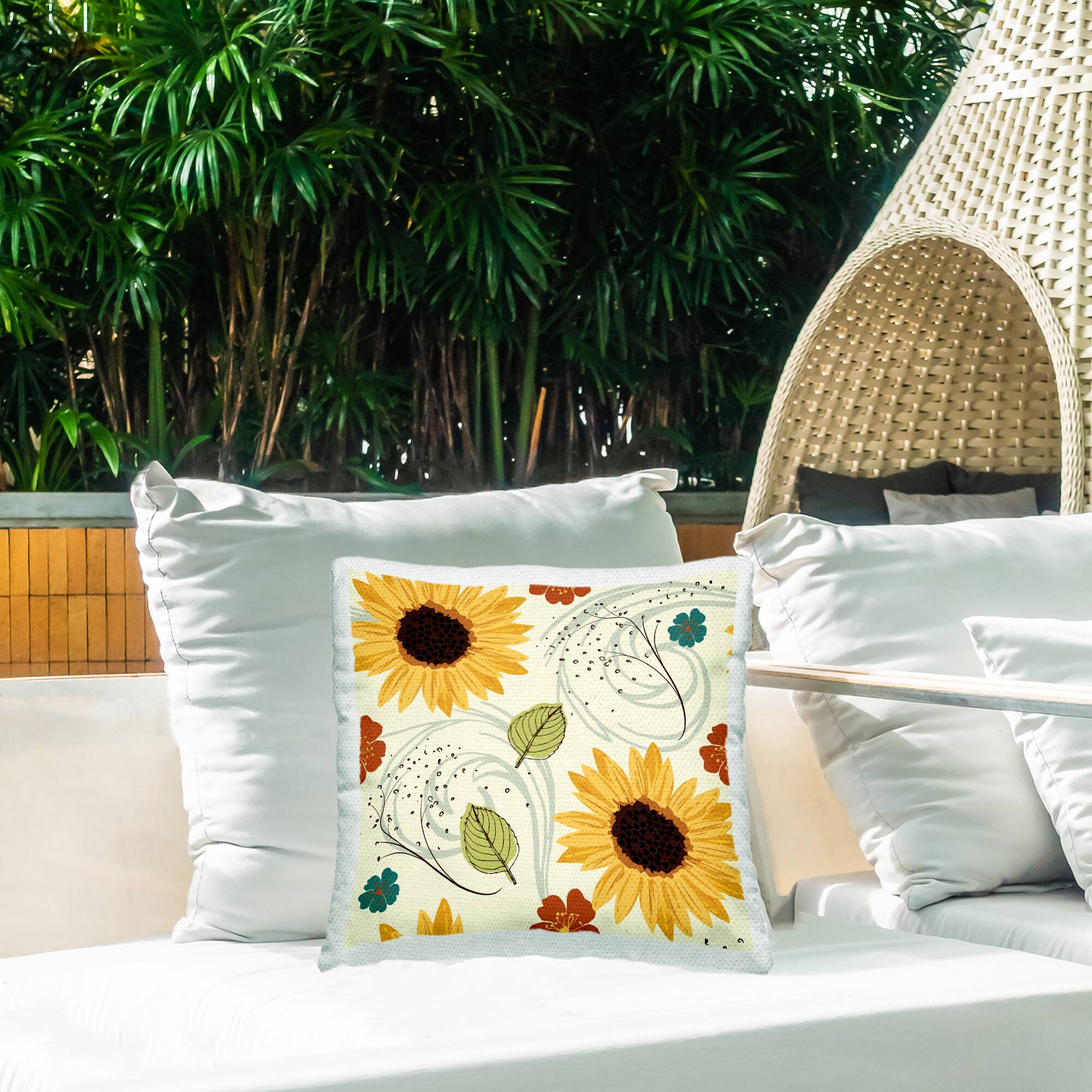 Stupell Industries Warm Sunflower Botanicals Pattern Outdoor Printed Pillow