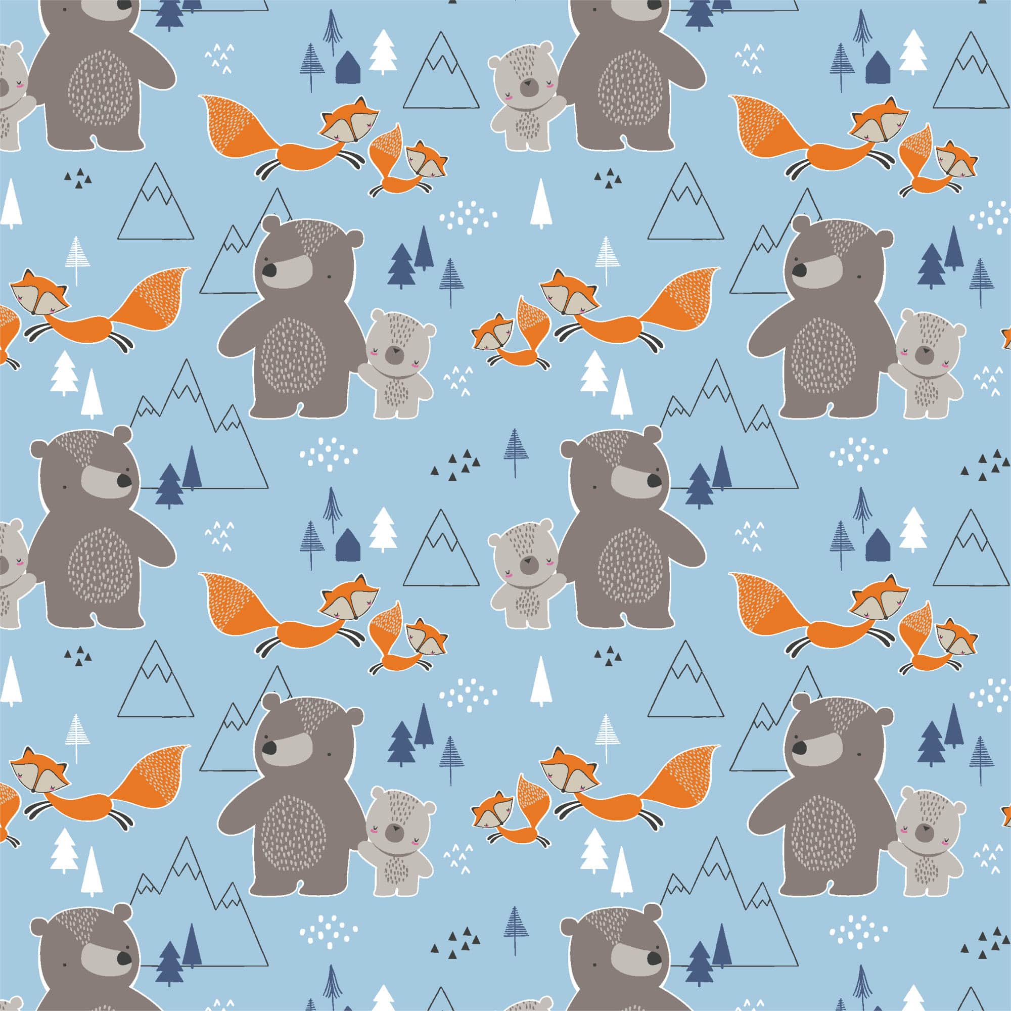 Eugene Textiles Blue Mountain Friends Flannel