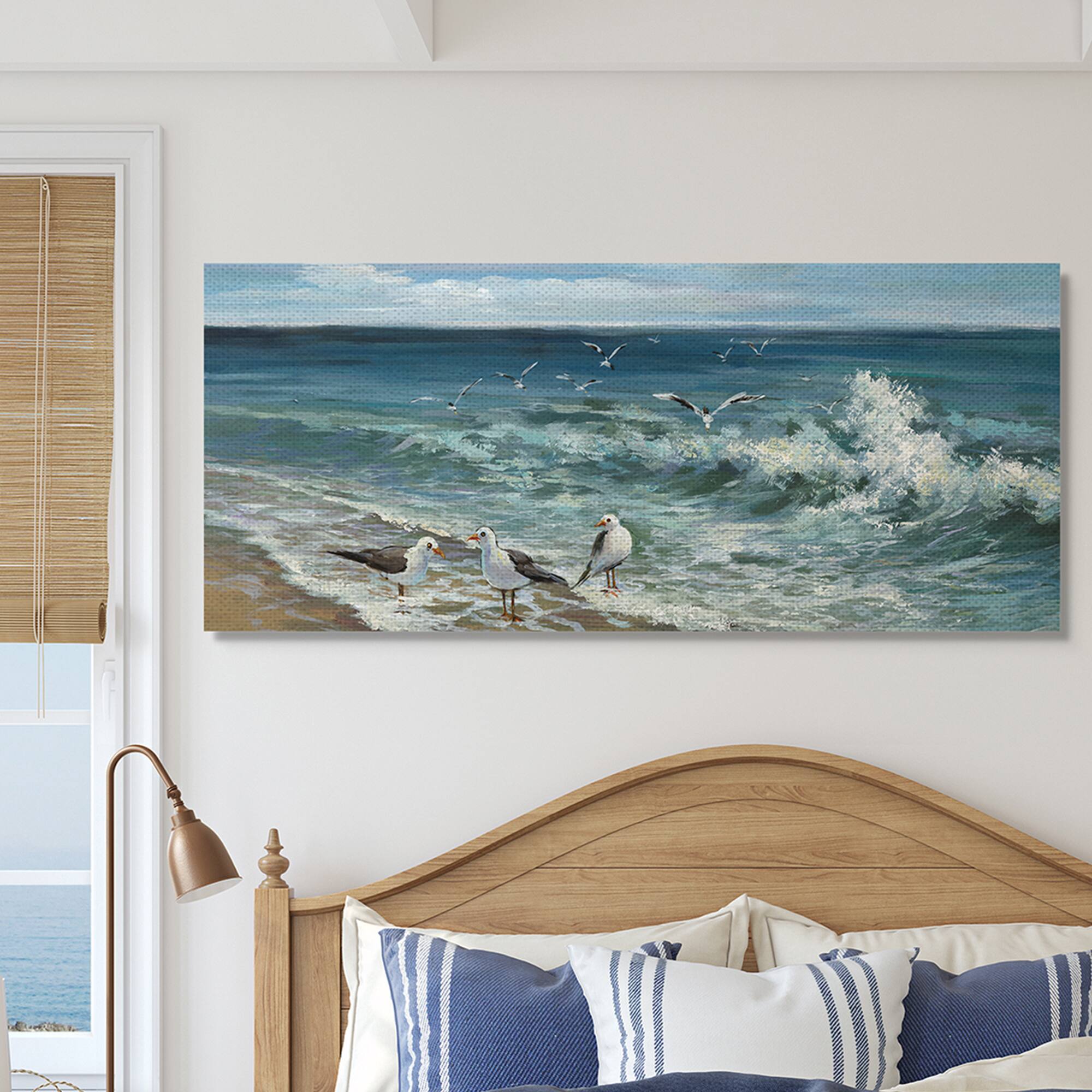 Stupell Industries White Caps on Incoming Tied Beach Seagulls Canvas Wall Art