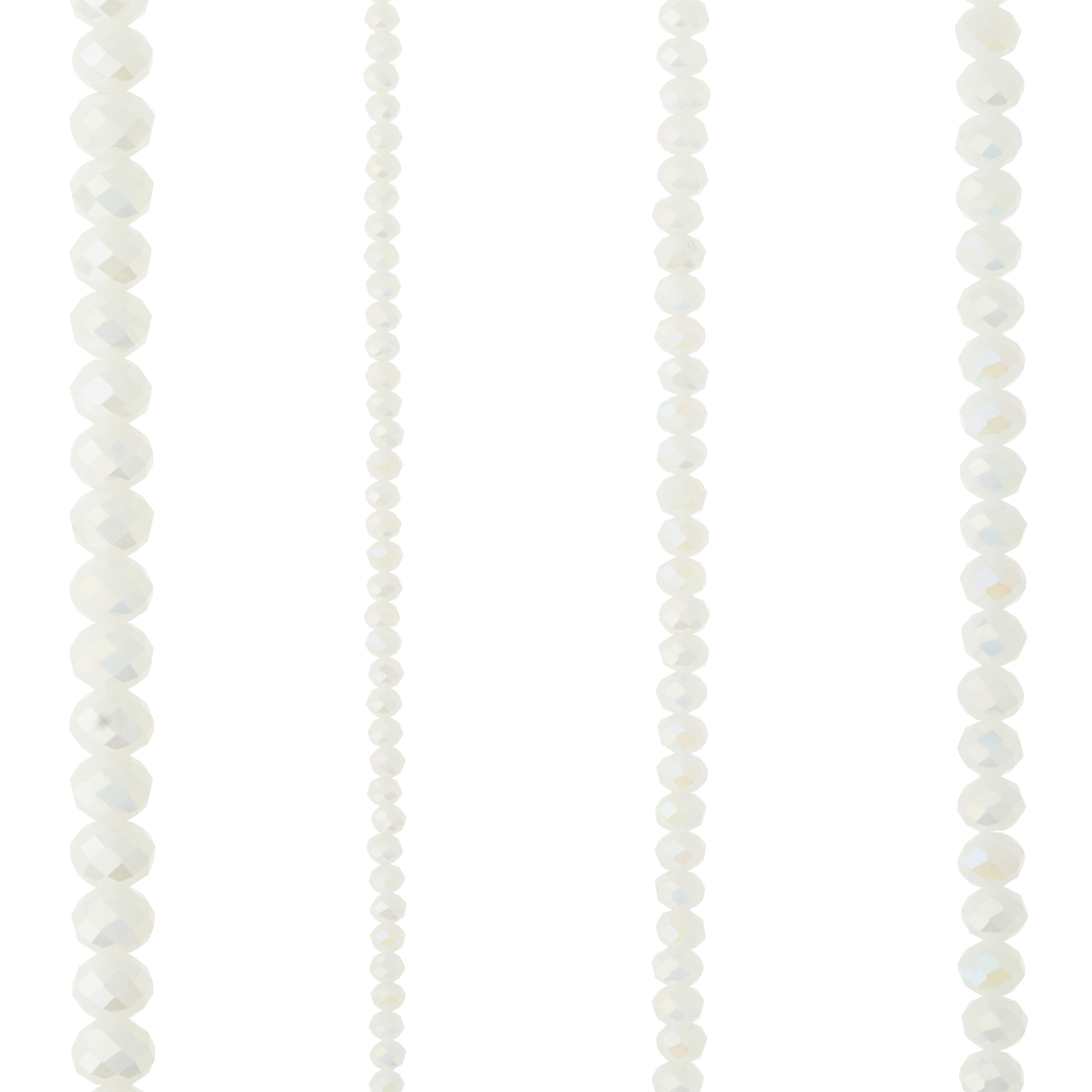 12 Pack: White Faceted Glass Rondelle Beads by Bead Landing&#x2122;