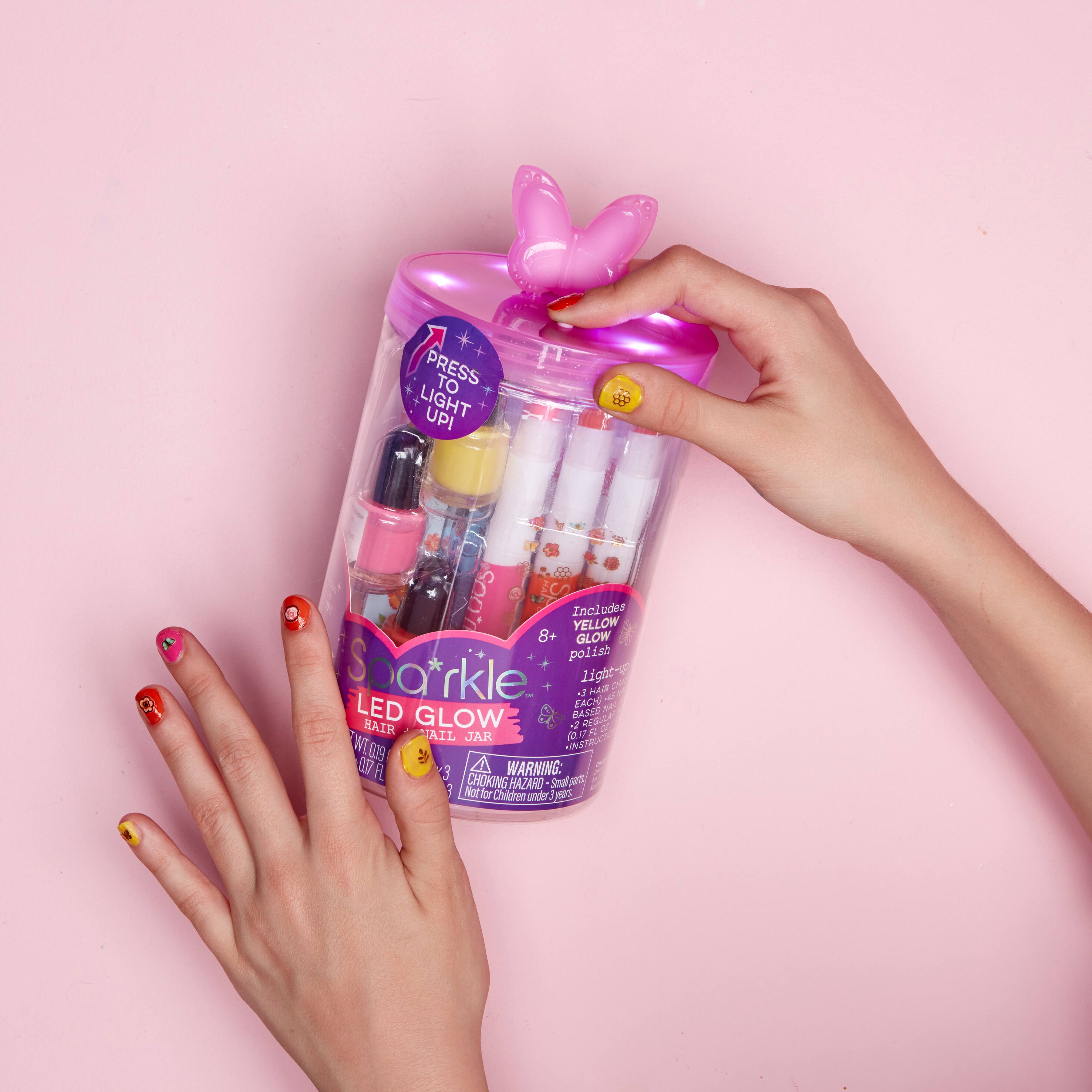 Bright Stripes Sparkle LED Glow Spa Pink Butterfly Activity Jar