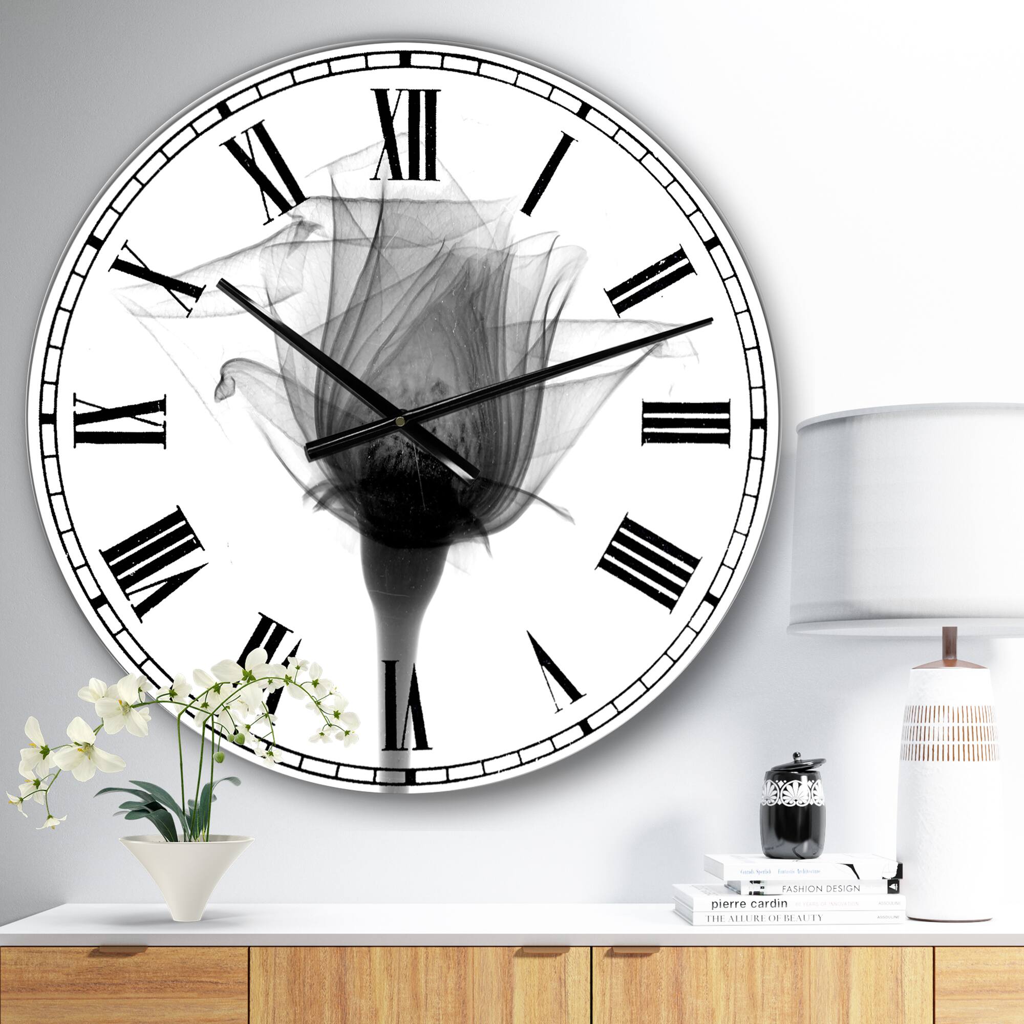 Designart 'Rose #10 X-Ray Large Cottage Wall Clock