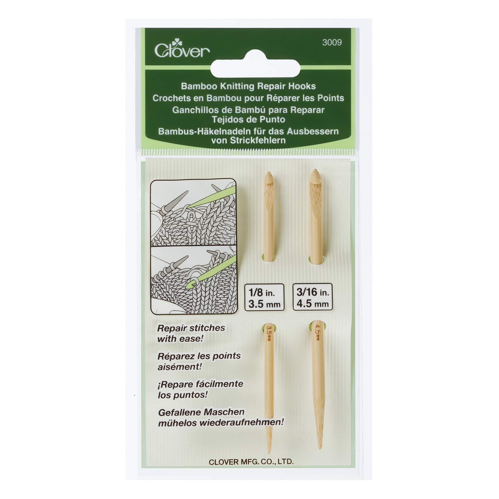 Clover Bamboo Knitting Repair Hooks