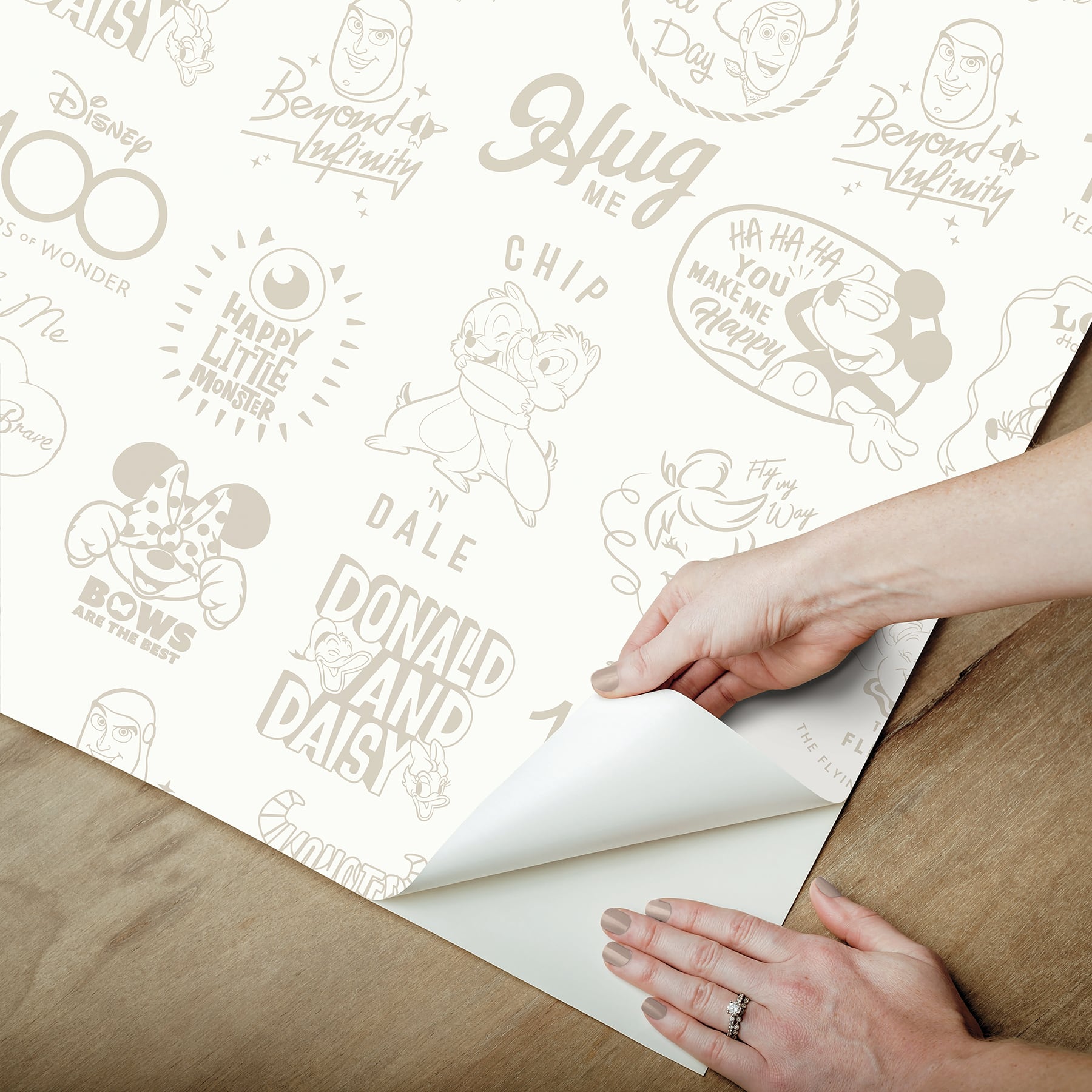 RoomMates Disney 100th Anniversary Icons Beige Peel &#x26; Stick Wallpaper