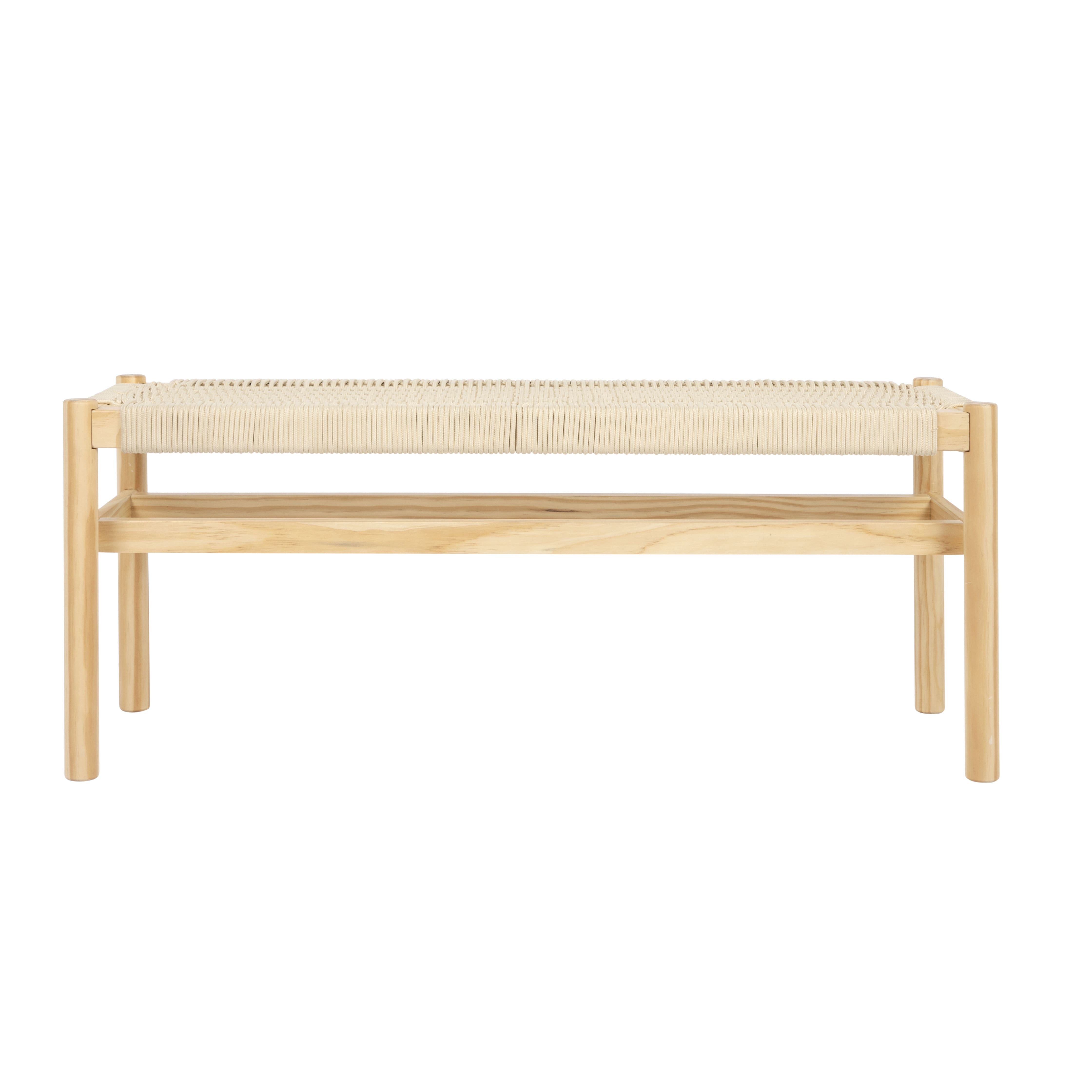 Fernway 18&#x22; Solid Wood and Woven Rope Entryway Bench