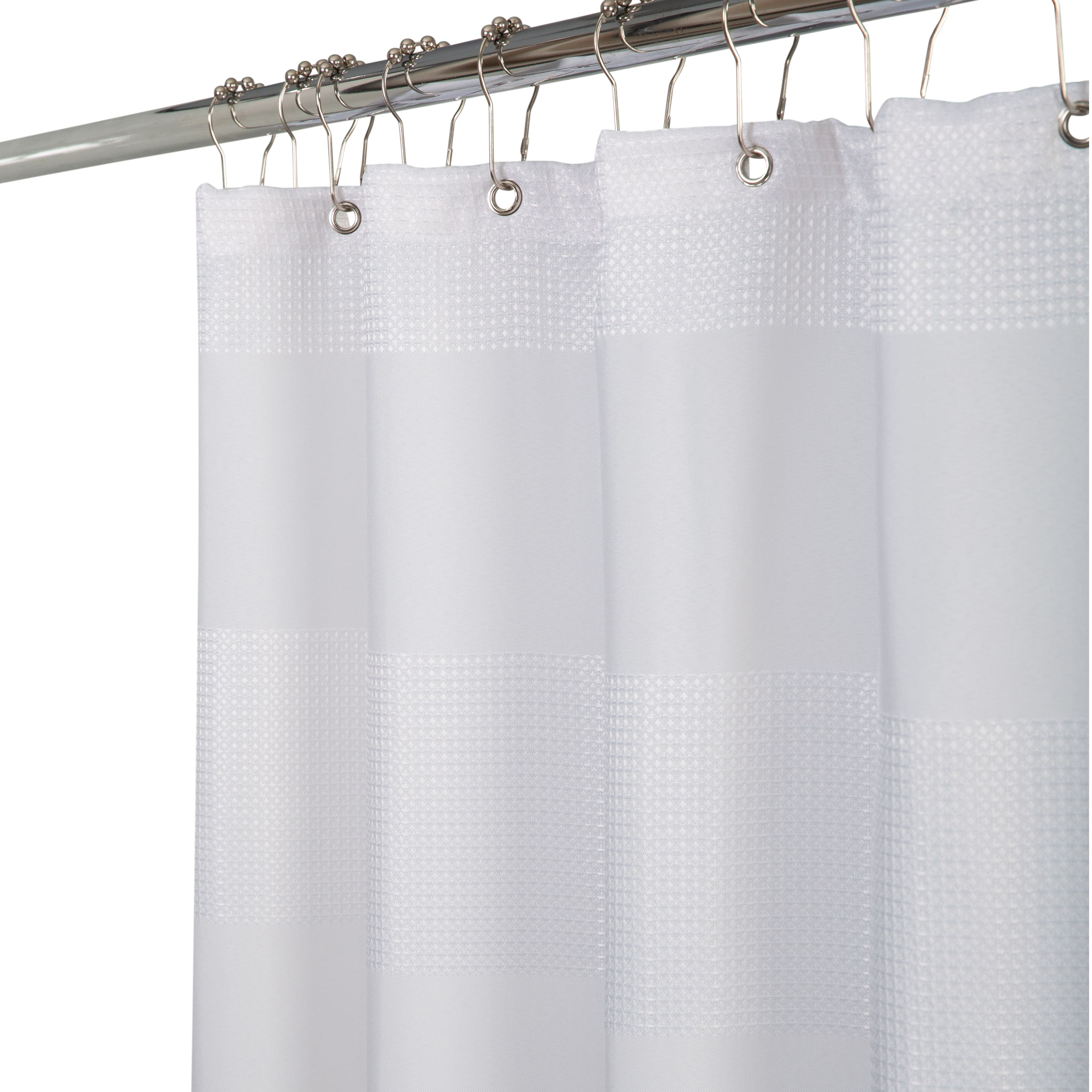 Elle D&#xE9;cor White Jacquard Weave Shower Curtain