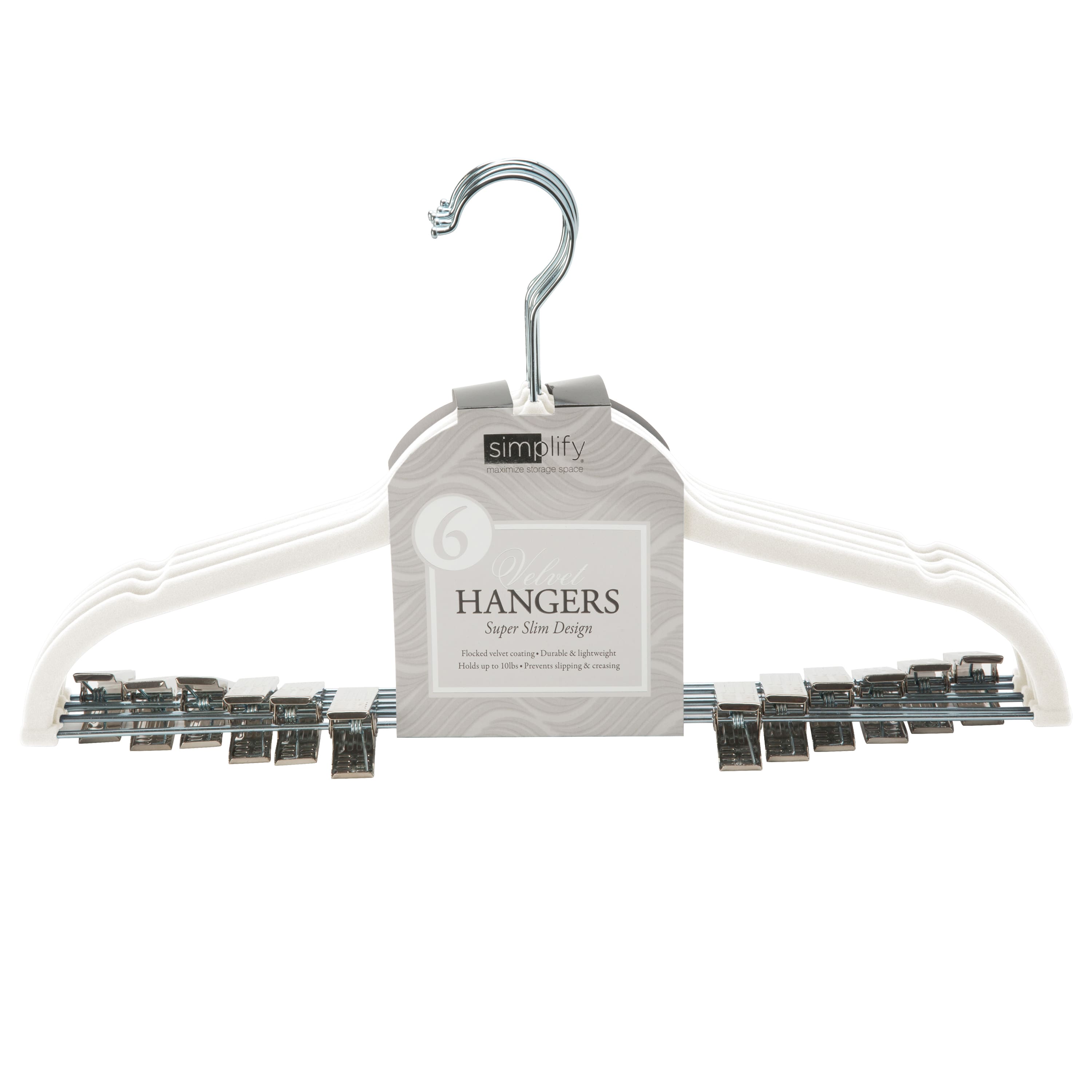 Simplify Slim Velvet Hangers with Clips, 6ct.