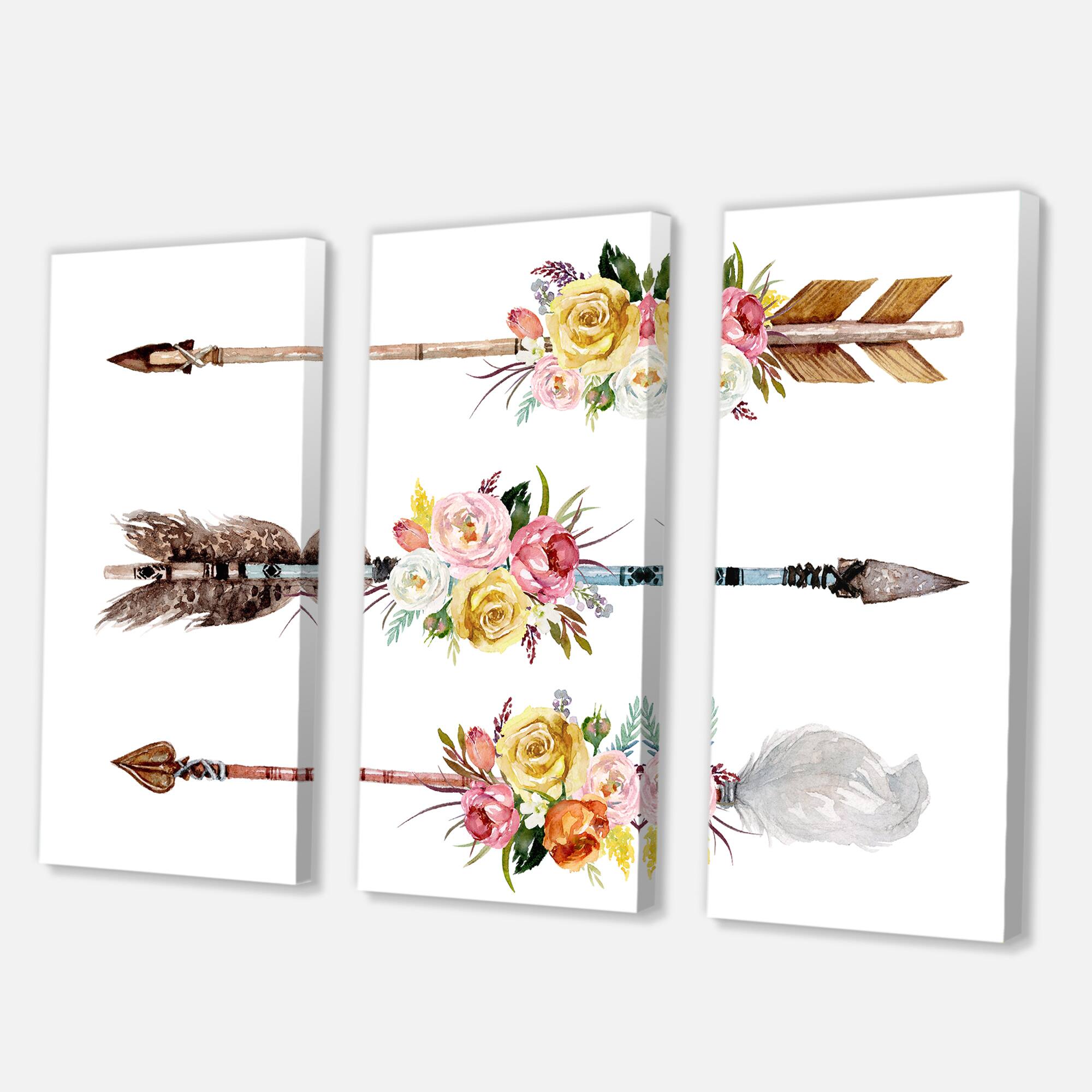 Designart - Ethnic Feathers and Flowers On Native Arrows II