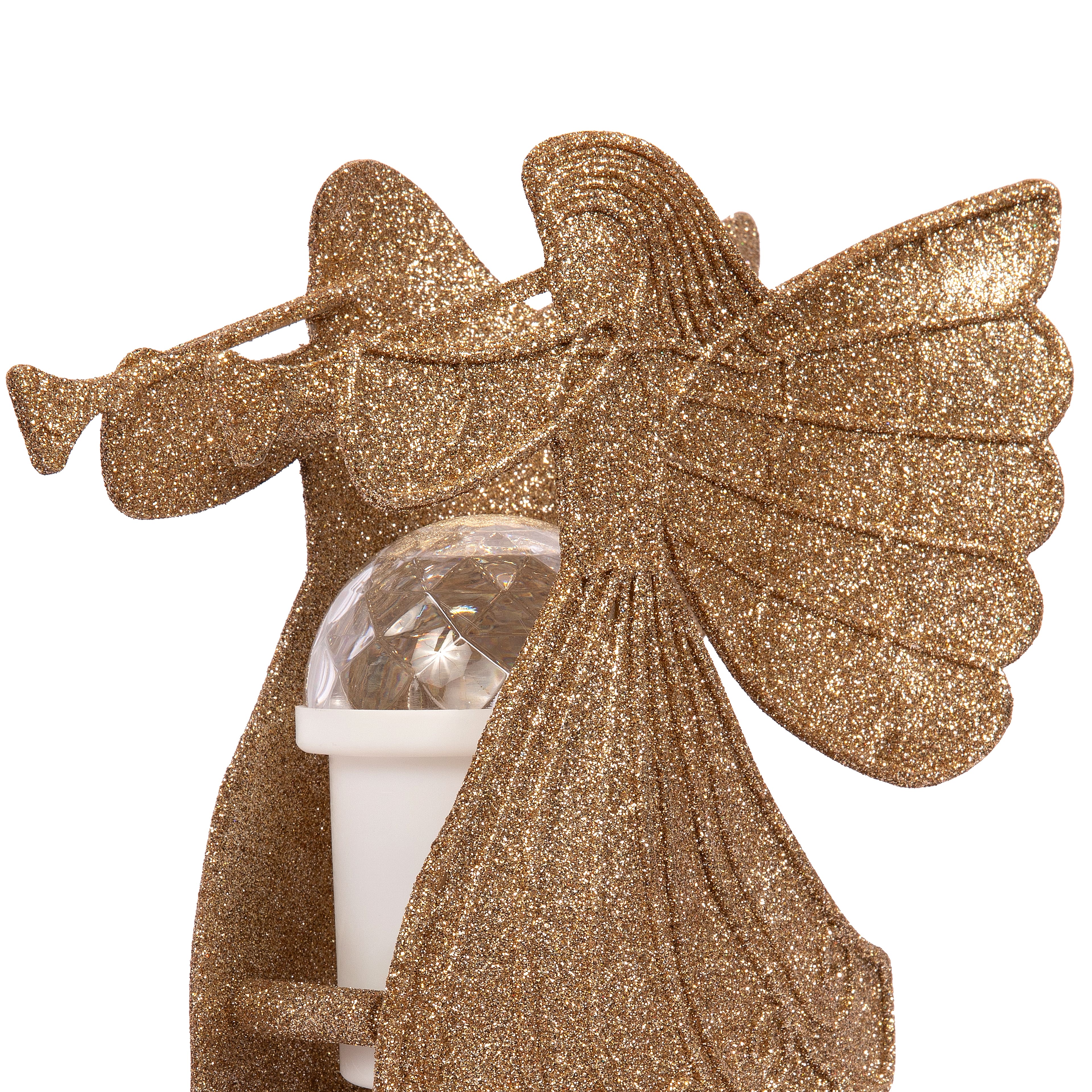 10.5&#x22; Gold Glitter Angel LED Projector Tree Topper by Ashland&#xAE;