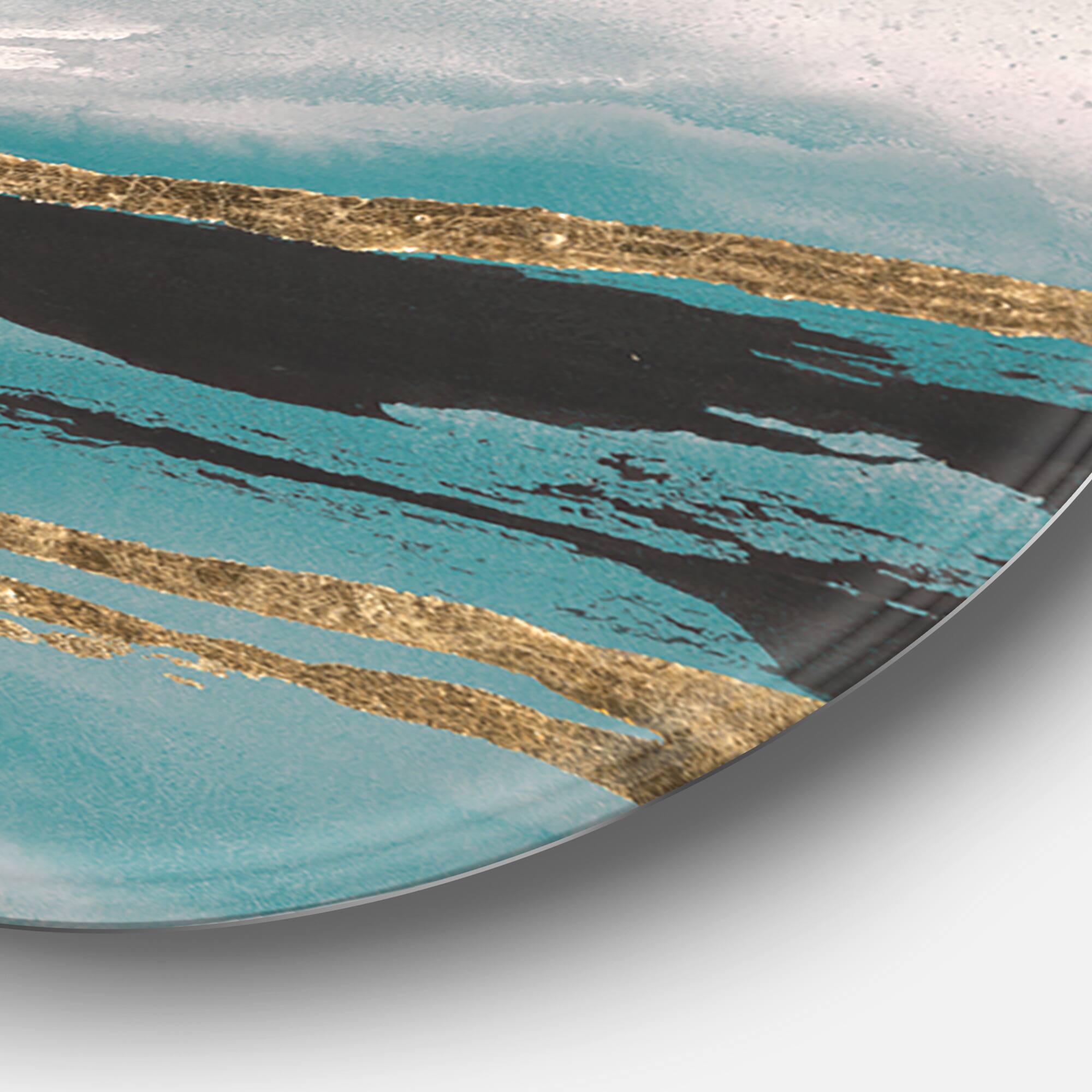 Designart - Glam Teal Watercolor I - Glam Metal Circle Wall Art