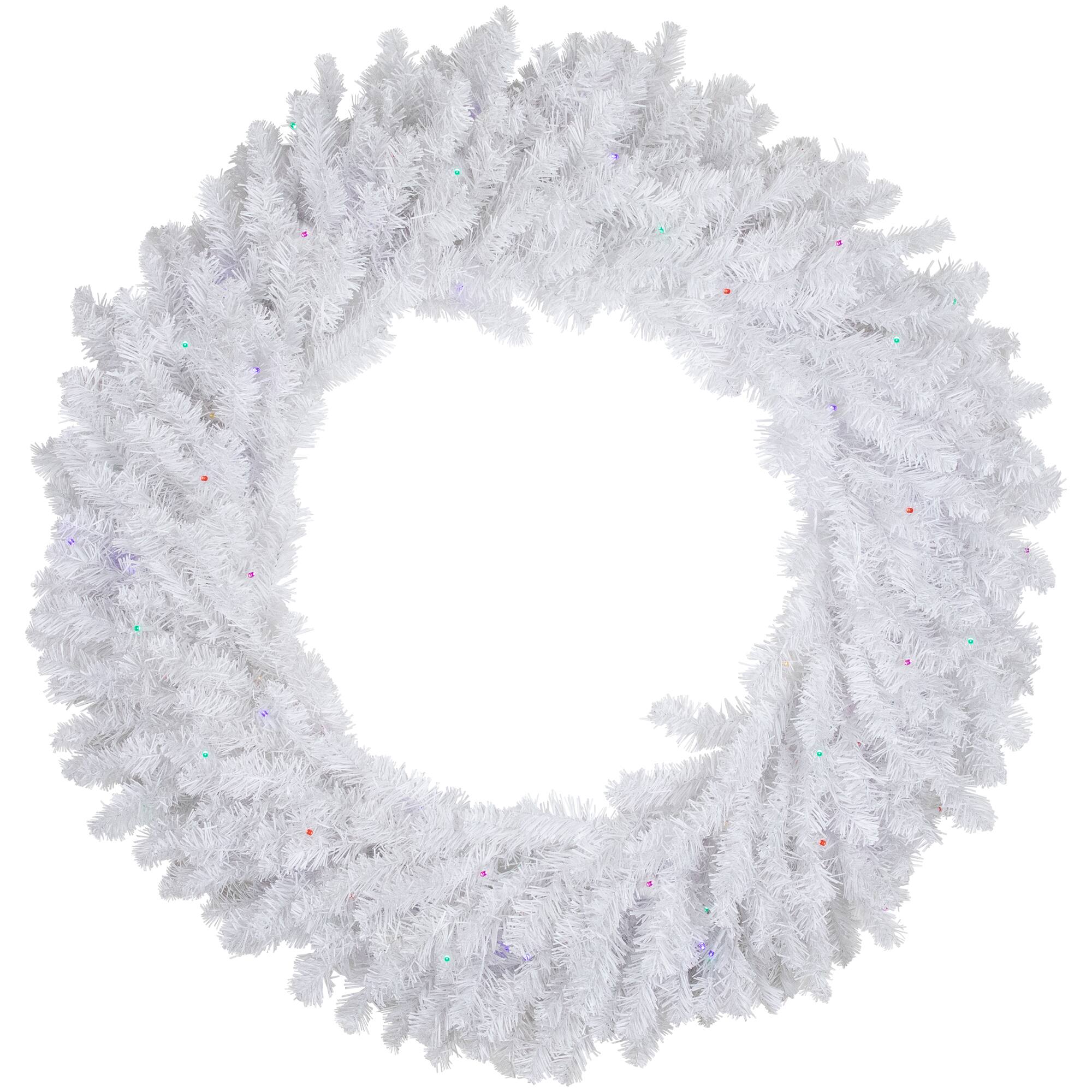3ft. Pre-Lit White Pine Christmas Wreath, Multicolor LED Lights