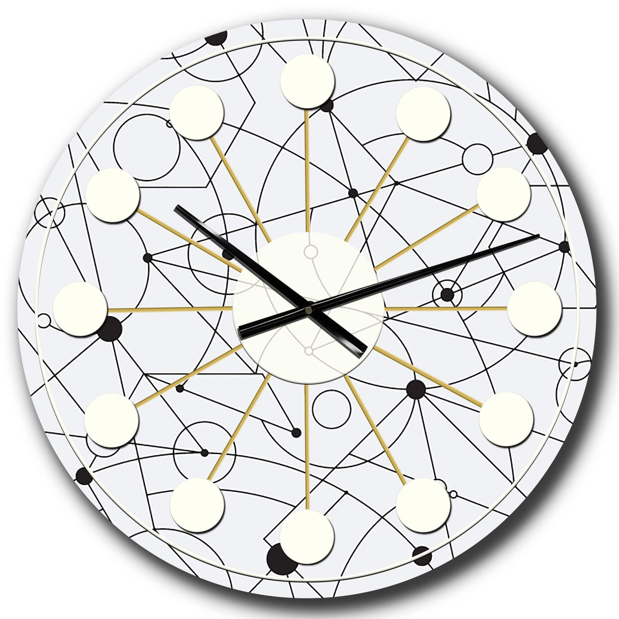 Designart &#x27;Retro Geometric Grid Iii Mid-Century Modern Wall Clock