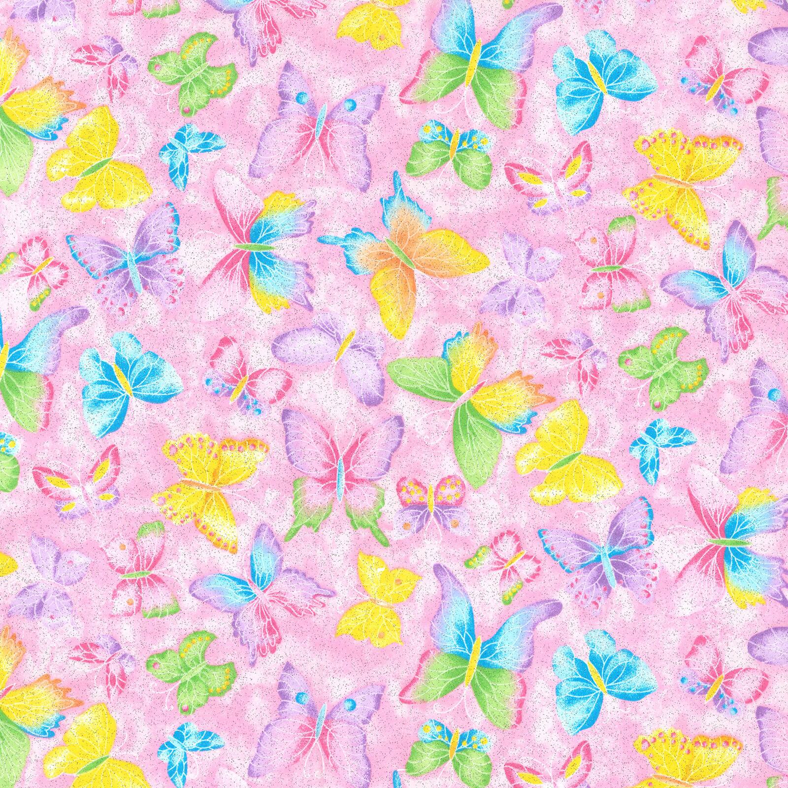 Shop the Fabric Traditions Multicolored Butterflies on Light Pink