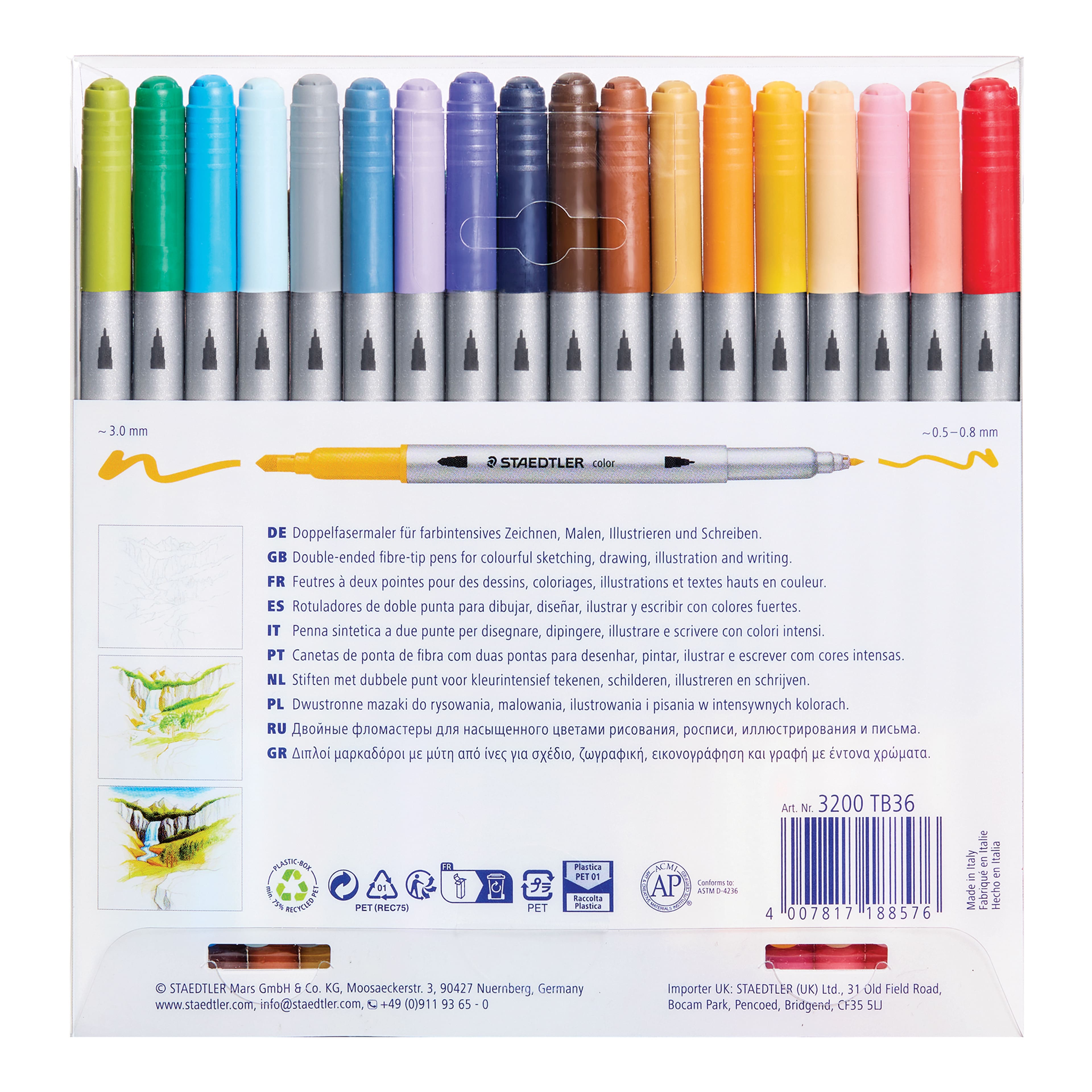 Staedtler® Duo-Colour Fiber-Tip 36 Colour Marker Set