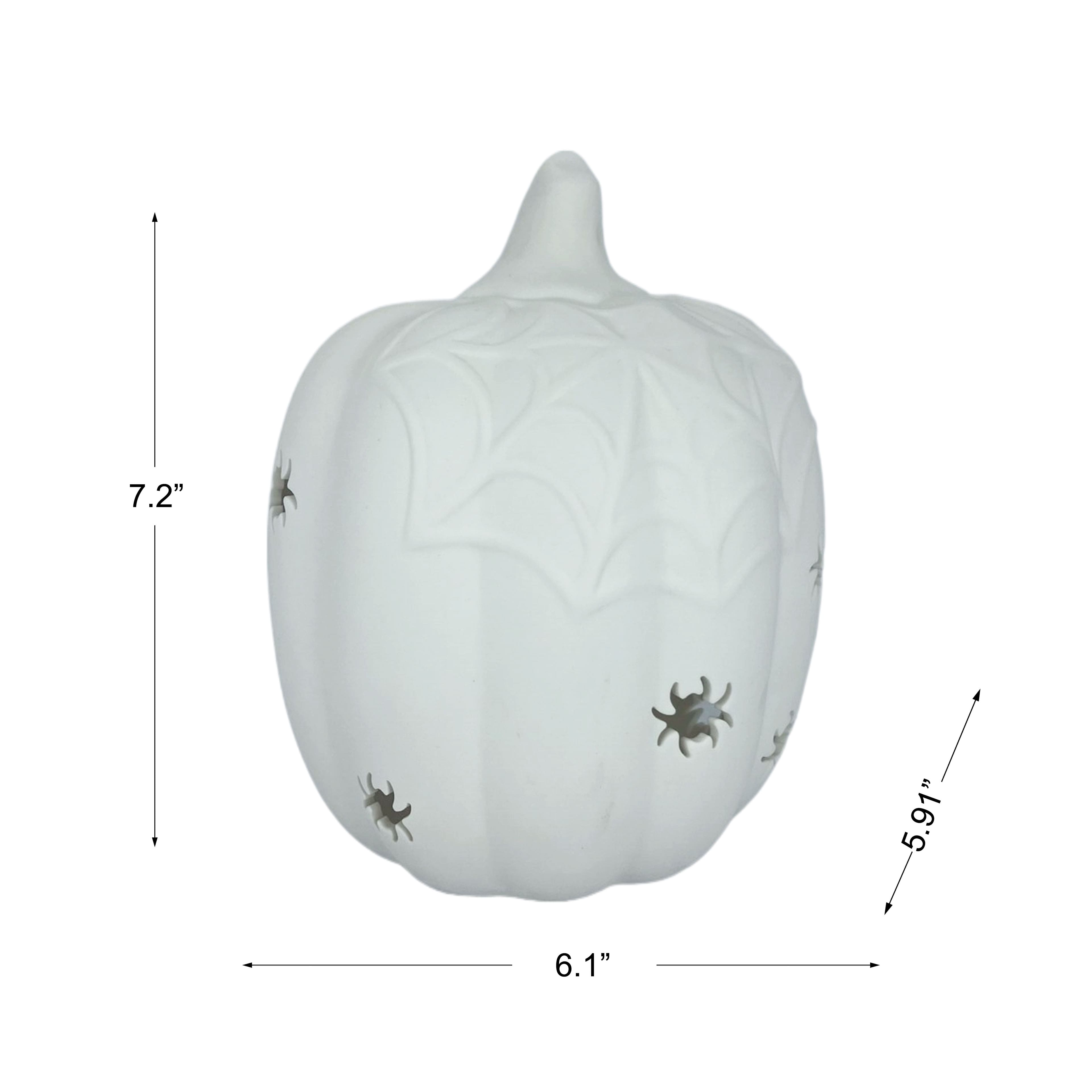 7.25&#x22; DIY Ceramic LED Pumpkin with Spiders D&#xE9;cor by Make Market&#xAE;