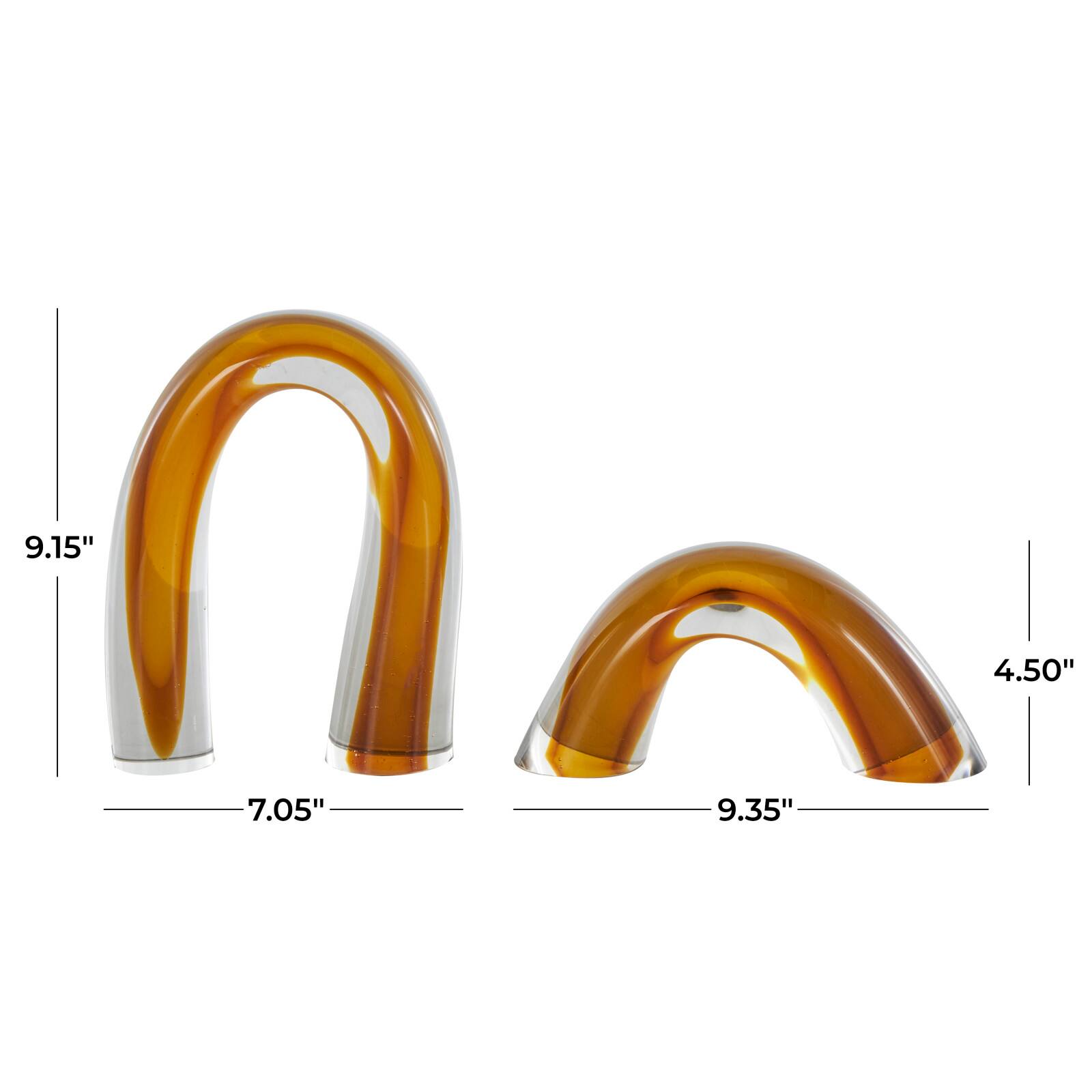 Orange Abstract Arch Glass Sculpture Set
